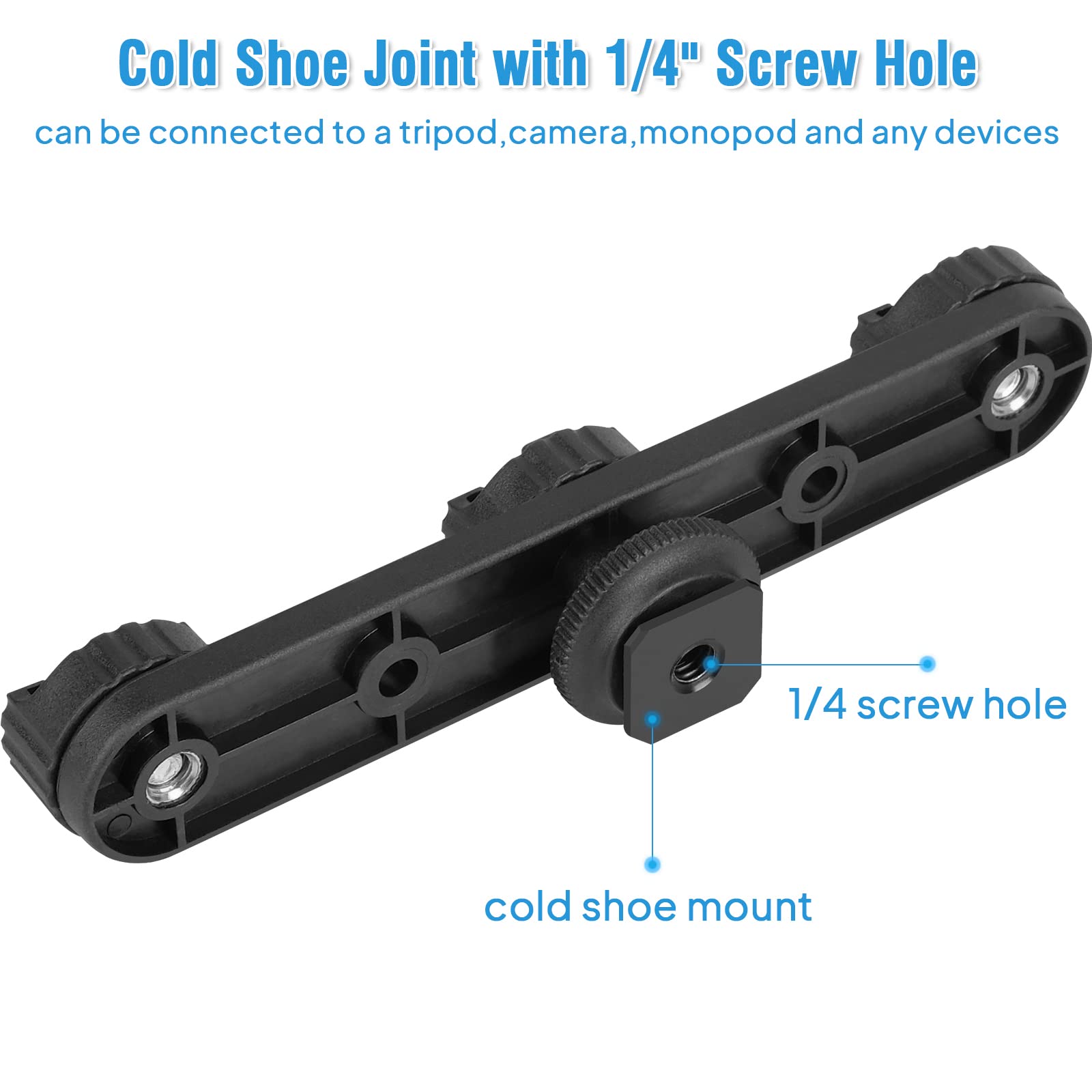 Chromlives Triple Cold Shoe Extension Mount Hot Shoe Base Adapter Extension Bar Bracket With 1/4 Screw For Tripod/Microphone/Led Light Compatible With Canon Sony Cameras…