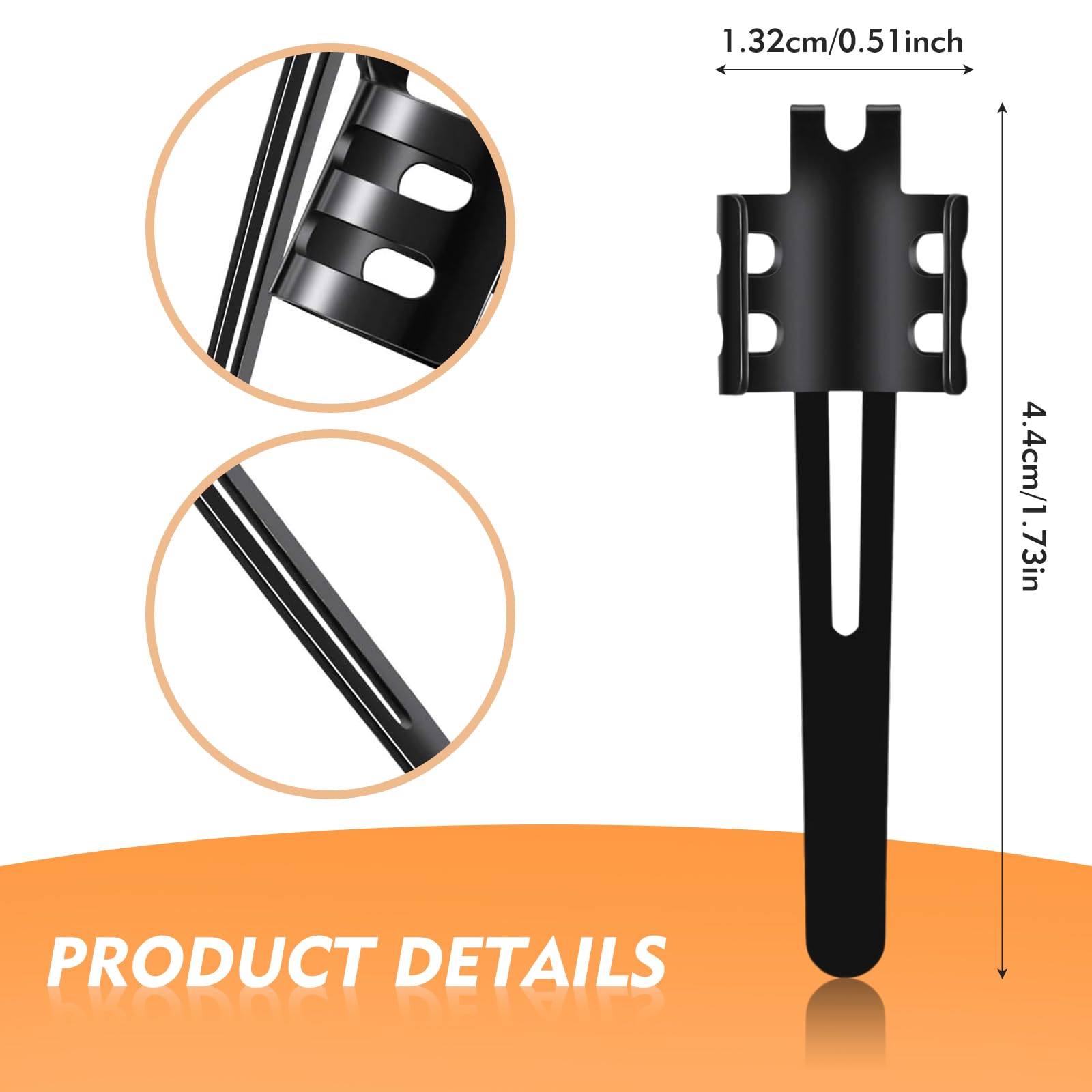 Hrxms 20 Pieces Replacement Flashlight Clip For Removable Accessories, Black Pocket Clip, Pen Clip, Durable、Lightweight、Portable