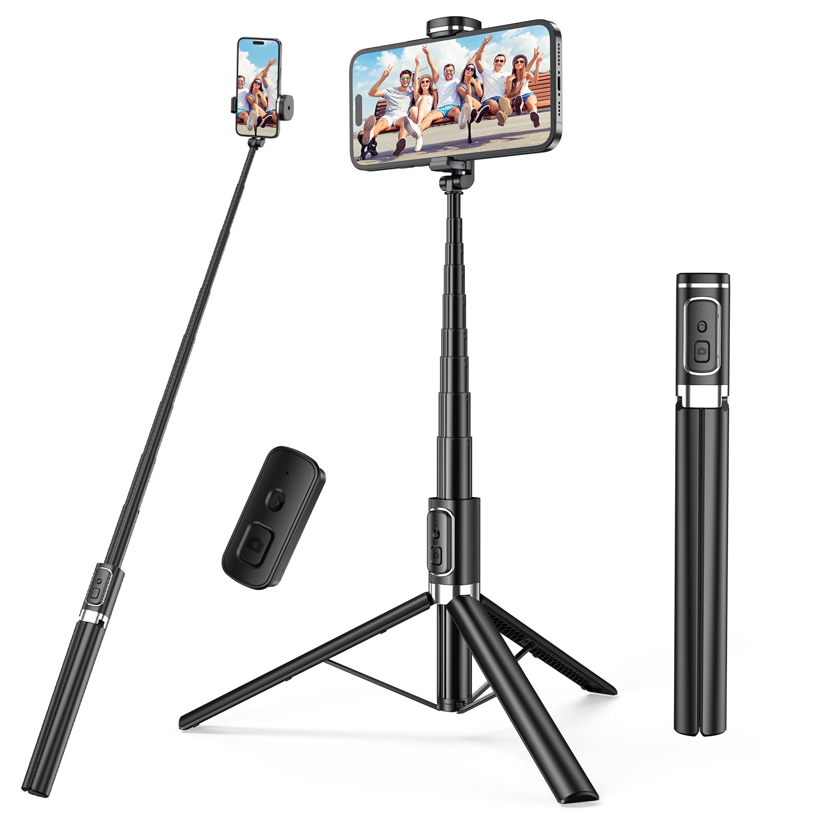 Macrae Selfie Stick,67 Inch/1.7 Meter Selfie Stick Tripod, For Women Men,Portable Cell Phone Tripod Stand With Wireless Remote Shutter Compatible With Iphone 16E/16/15/14/13, Samsung Series(Black)