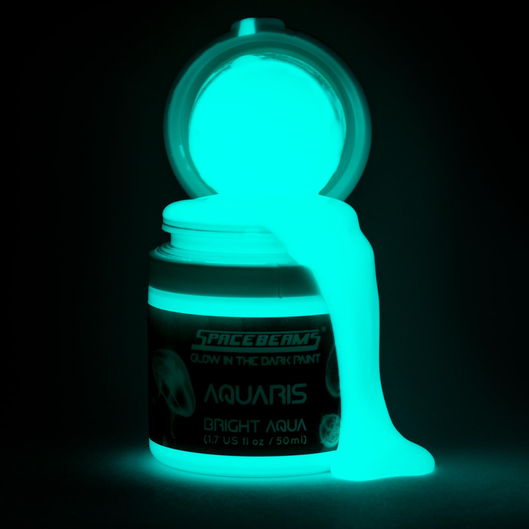 Spacebeams Aquaris 50Ml Paint (Light Blue Glow) With Peedar 2.0 Uv Torch Bundle.