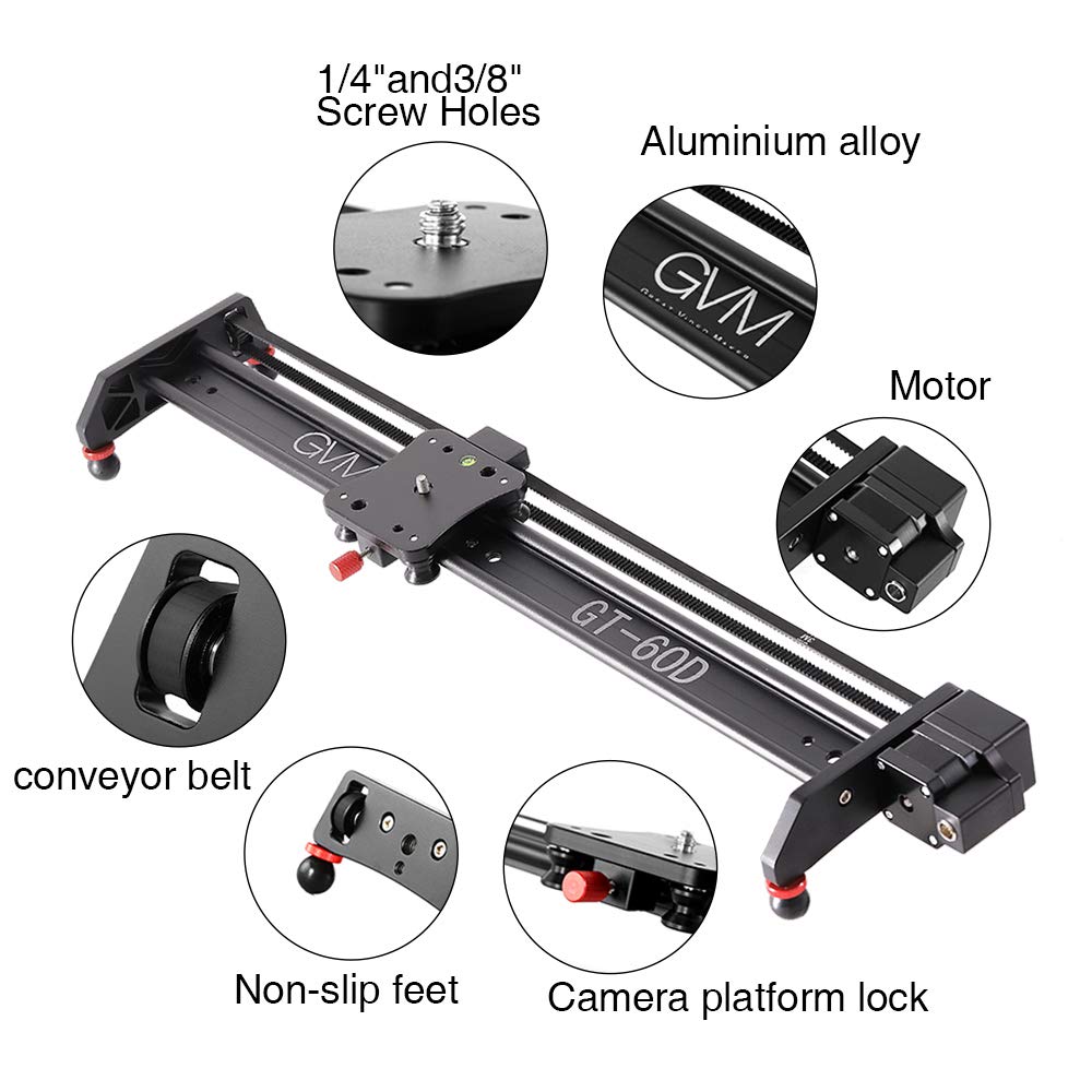 Gvm Camera Slider, 27” Aluminum Alloy Motorized Slider With Time-Lapse, Video Shooting And Round Trip Shooting, Track Dolly Rail For Most Dslr Cameras For Interview Photography