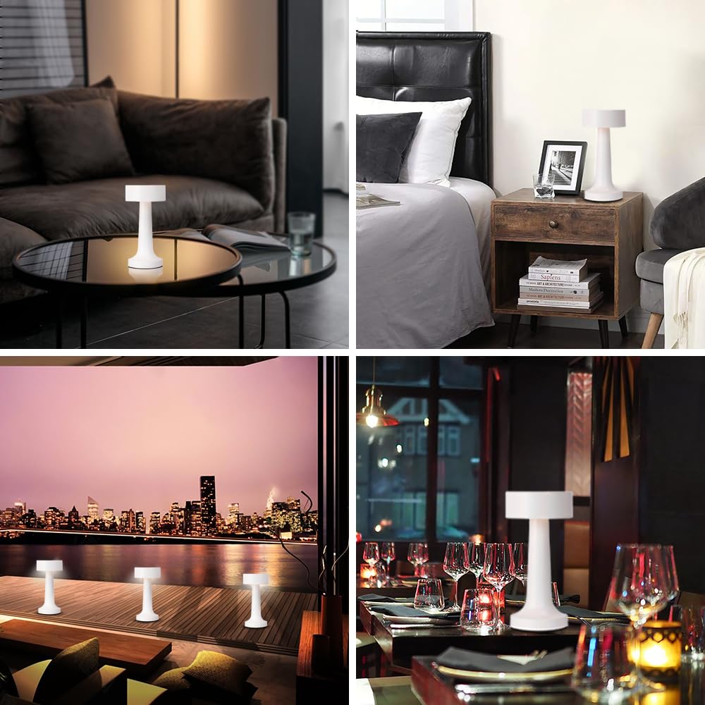 Ejfoiej Portable Led Table Lamp, 3-Levels Brightness Metal Desk Lamp, 3 Color Touch Control Rechargeable Night Light