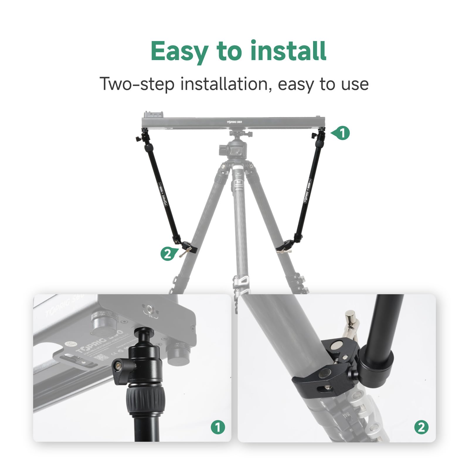 Toprig Accsoon Camera Slider Support Arm Stabilizer, Adjustable Tripod Stability Arm For Increasing Stability With C Clamps, 360 Degrees Rotation Compatible With S60 Camera Slider (2-Pack)