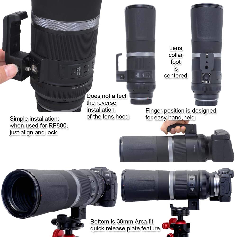 Duomianshou Lens Collar Stand Replacement Foot Tripod Mount Ring Base Compatible With Canon Rf 600Mm F11 Is Stm And Rf 800Mm F11 Is Stm, Lens Support Holder With Arca Fit Quick Release Plate Dovetail Groove
