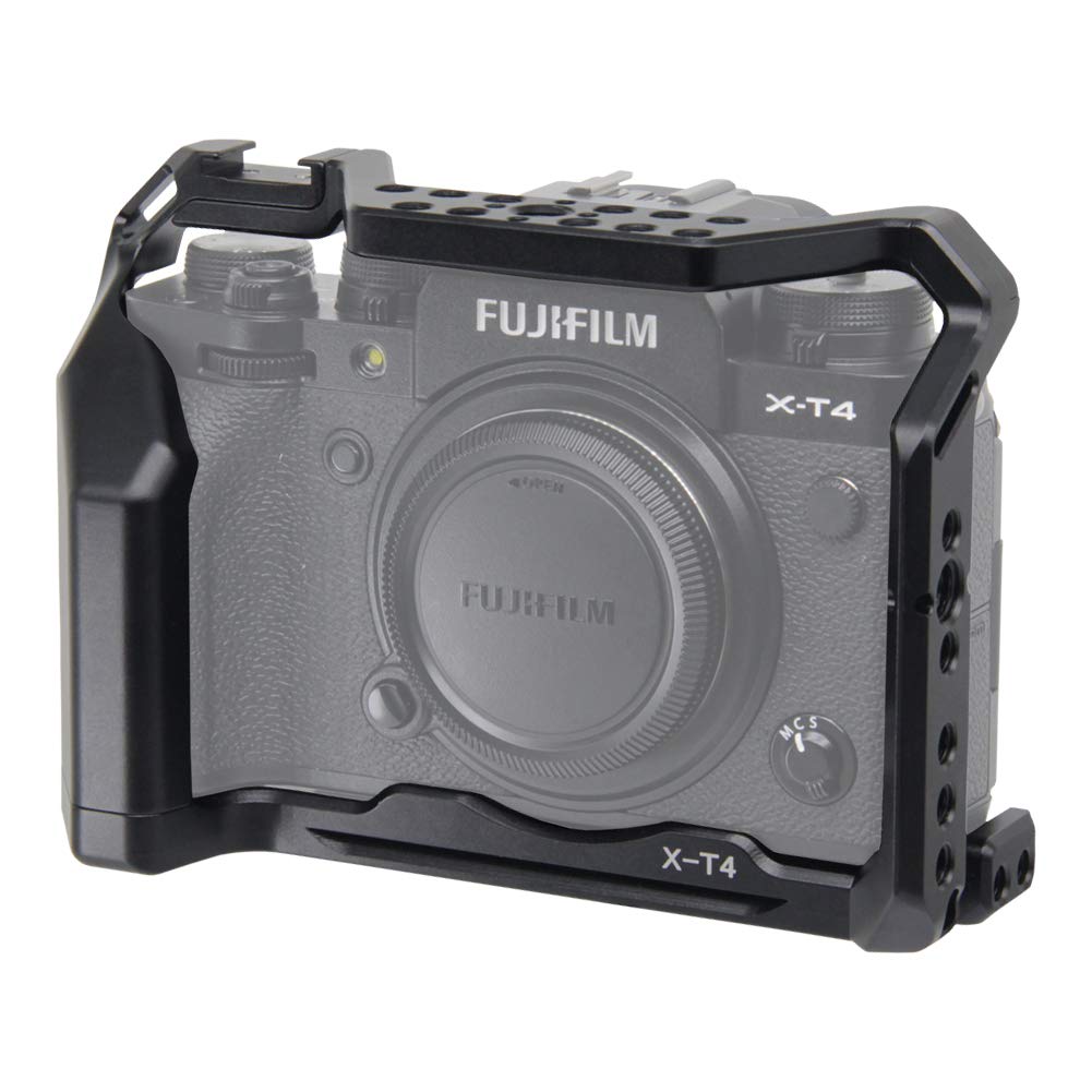Easy Hood Camera Cage For Fujifilm X-T4 Fuji Xt4 Mirrorless Digital Camera, Vlogging Video Shooting Filmmaking Rig Stabilizer With Cold Shoe 1/4" Thread Holes & 3/8" Locating Hole