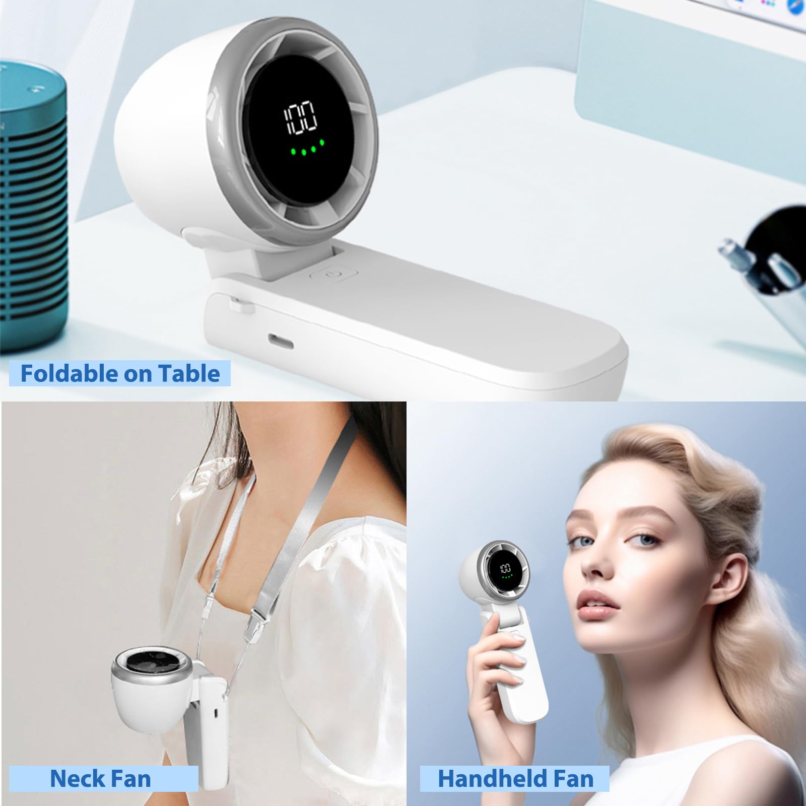Portable Handheld Fan, 100 Speed Adjustable Angle Turbo Mini Fan With Led Display 100 Speeds