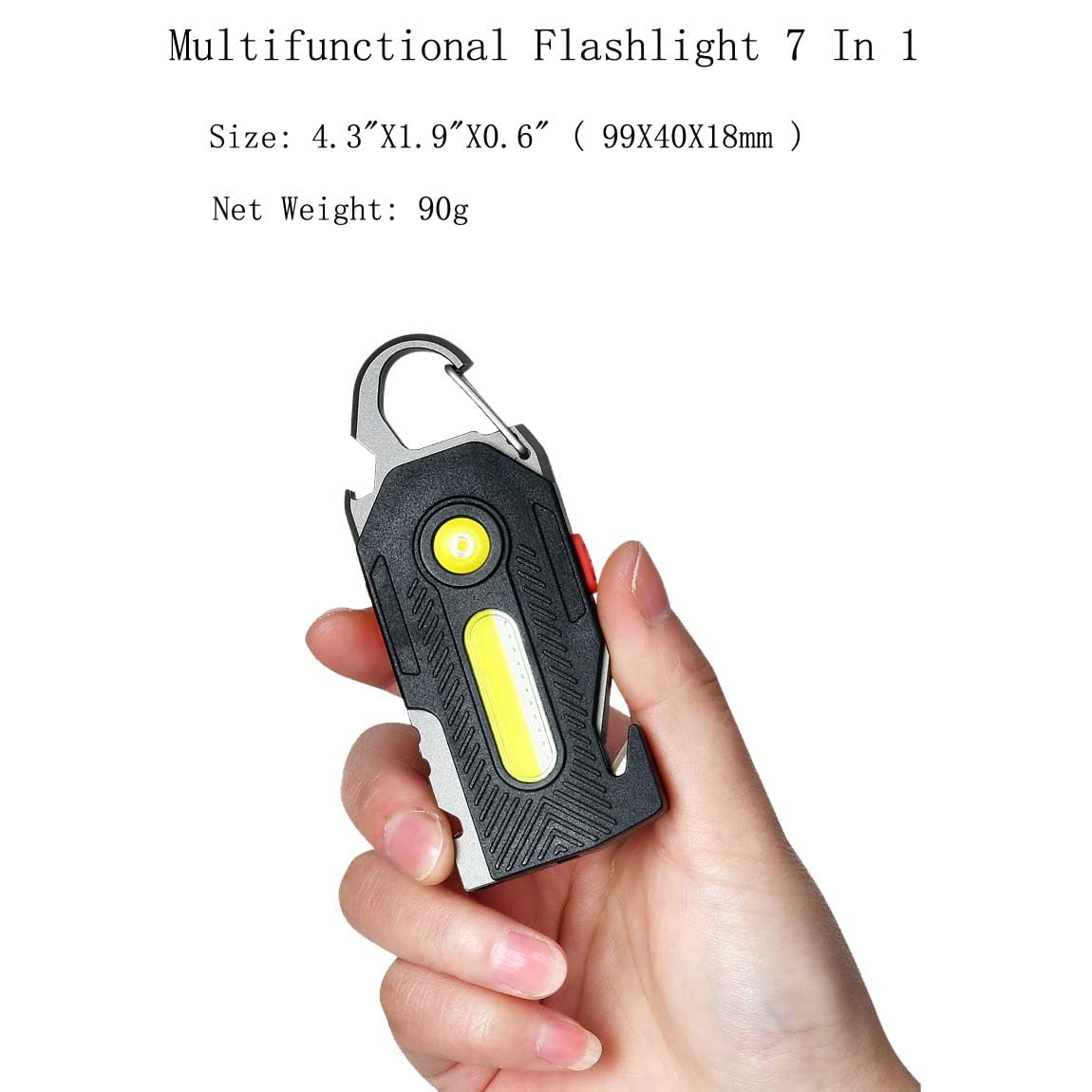 Weleshei Multifunctional Flashlight 7 In1 Cob Keychain Bright Work Light Rechargeable Portable Led Sos Light With Bottle Opener Seat Belt Cutter Survival Whistle Screwdriver For Camping Walking Hiking