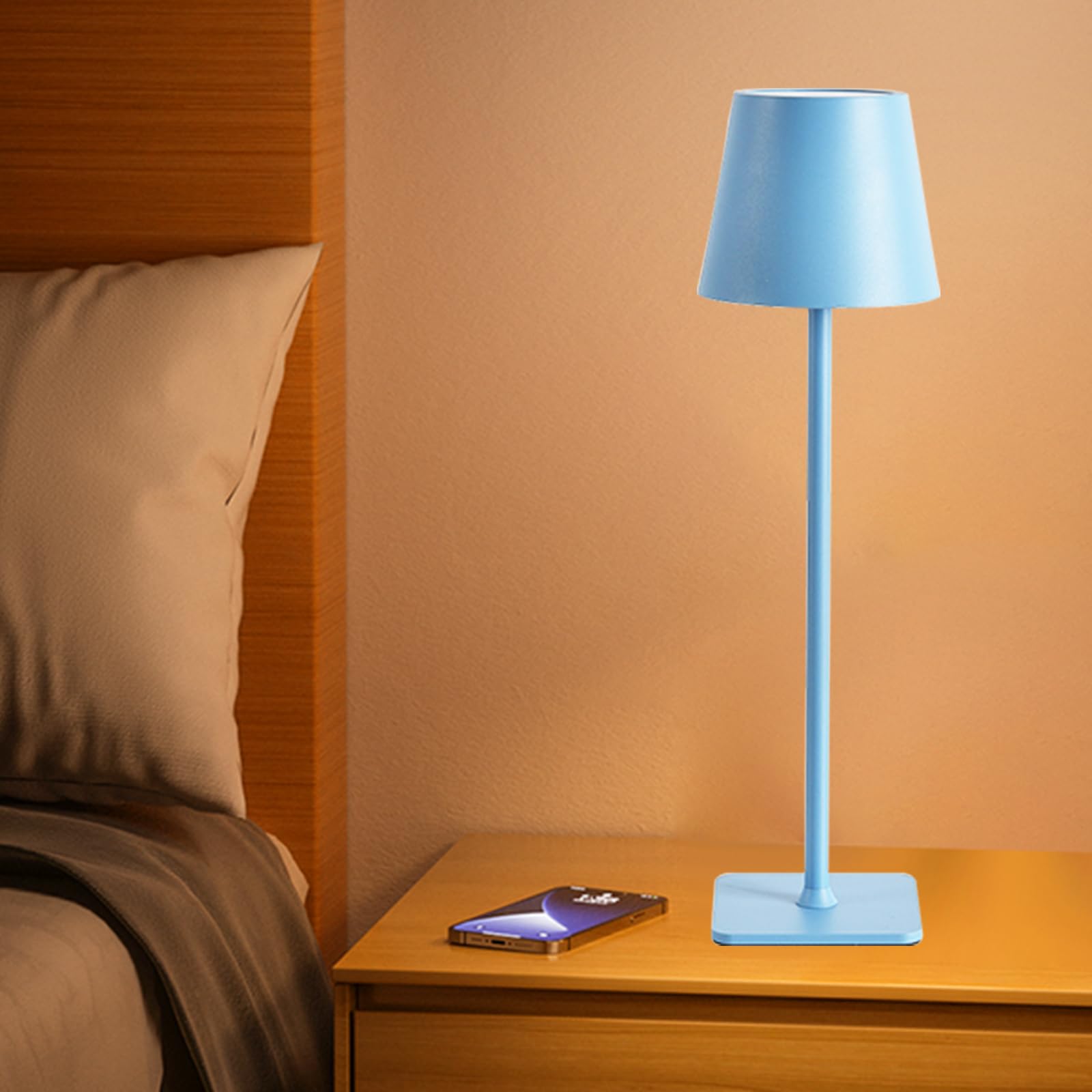 Yiixuyo 2 Pack Cordless Table Lamp, Rechargeable Desk Lamps, 5200Mah Battery Operated Waterproof Wireless Portable Desk Lamp For Dinner Patio Restaurant Bedroom Coffee Shop Night Light (Blue)