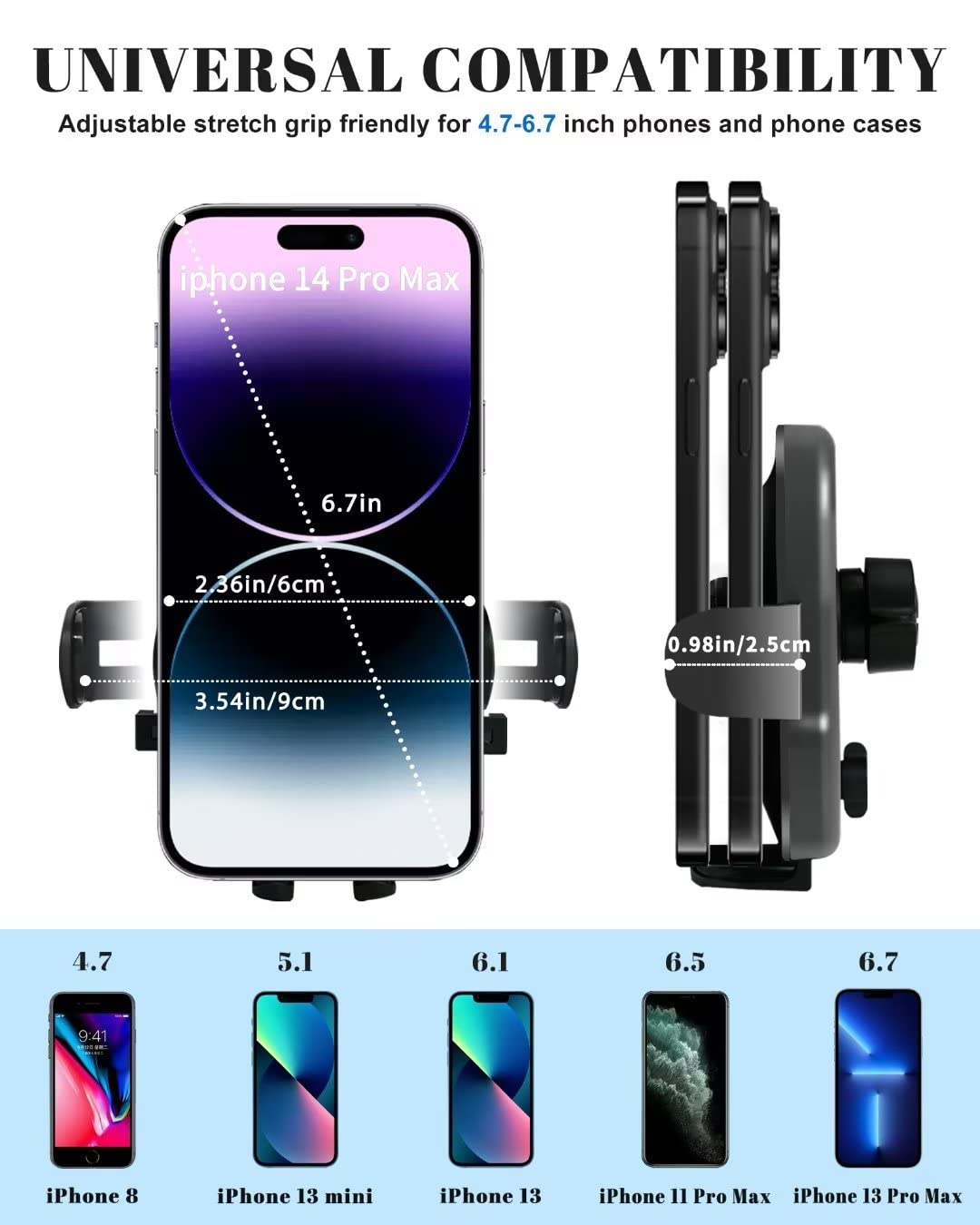 Banbotu Car Phone Holder Mount - Socket Grips Pop Cradles Friendly, Hands- 360° Rotatable & Anti-Shake Air Vent Mount, Universal Car Phone Holder Compatible With Thick Case & All Mobiles