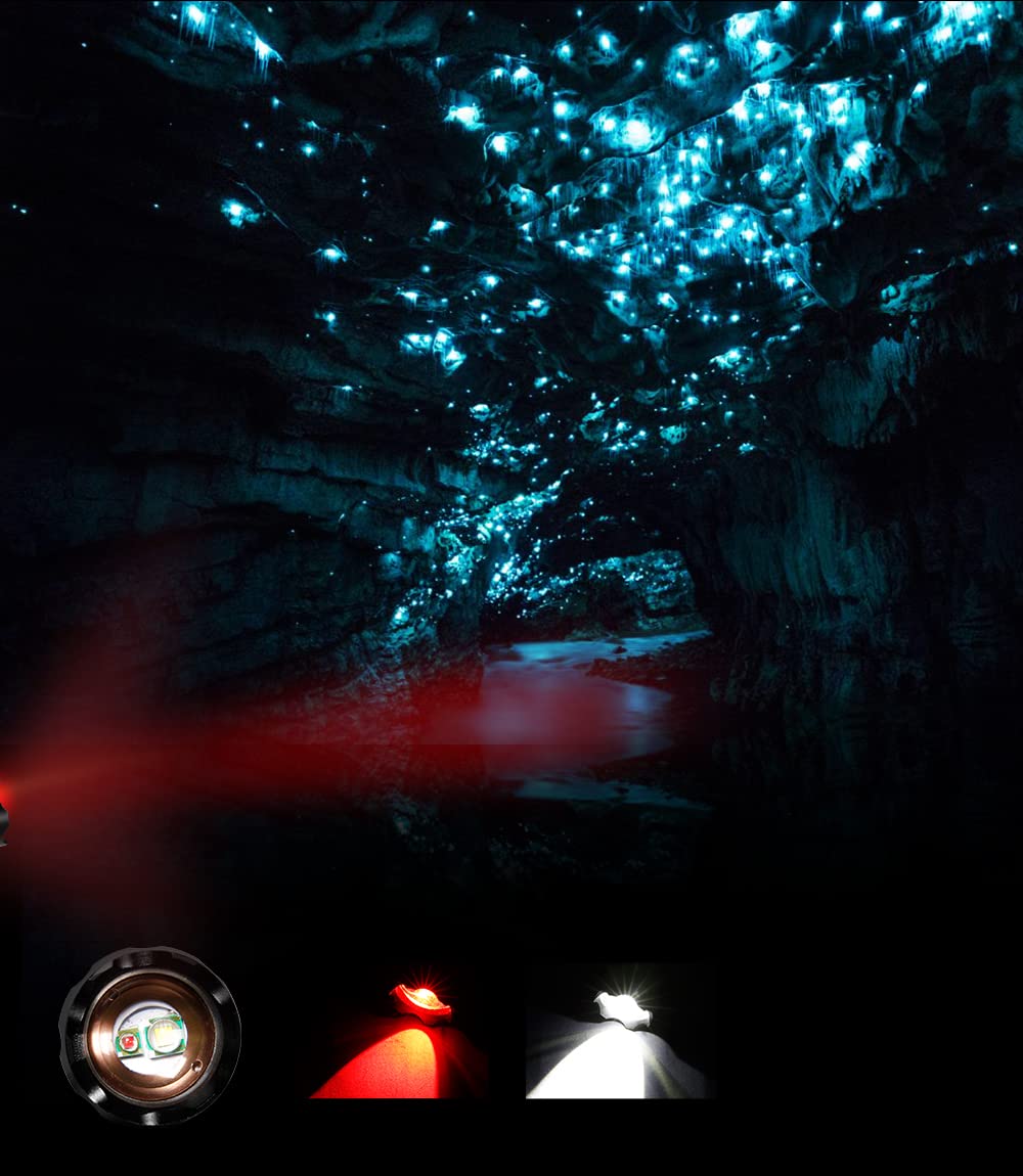 Maketheone M Red And White Flashlight, Super Bright 2In1 Handheld Led Linternas Zoomable Aluminum Alloy Torch For Camping Hiking Caving Indoor Emergencies