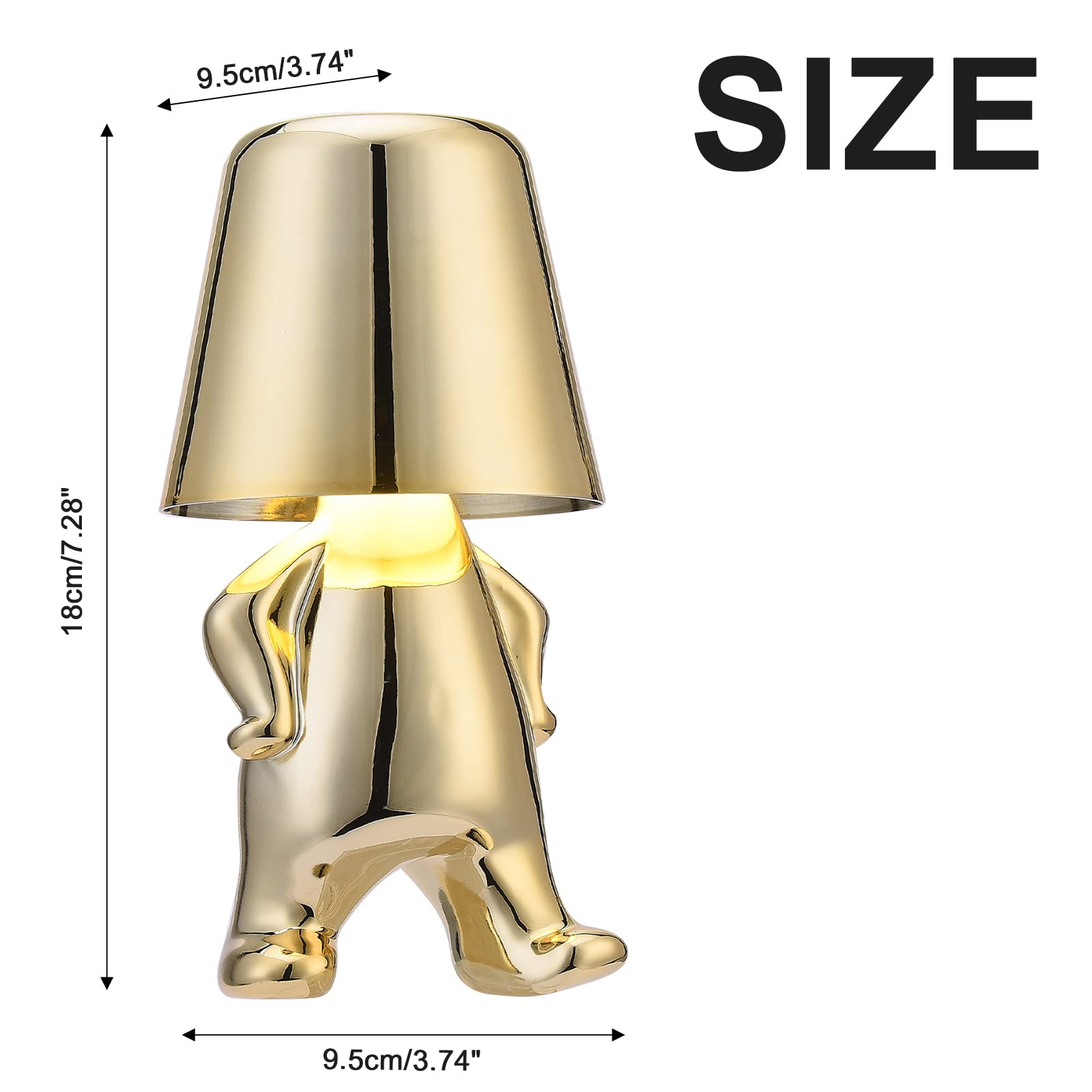 Pergar Bedside Touch Control Table Lamp Collection, Gold Decor Thinker Statue Led Table Lamp With Usb Port, 3 Way Dimmable Modern Night Light Nightstand Lamp For Home Office(#1)