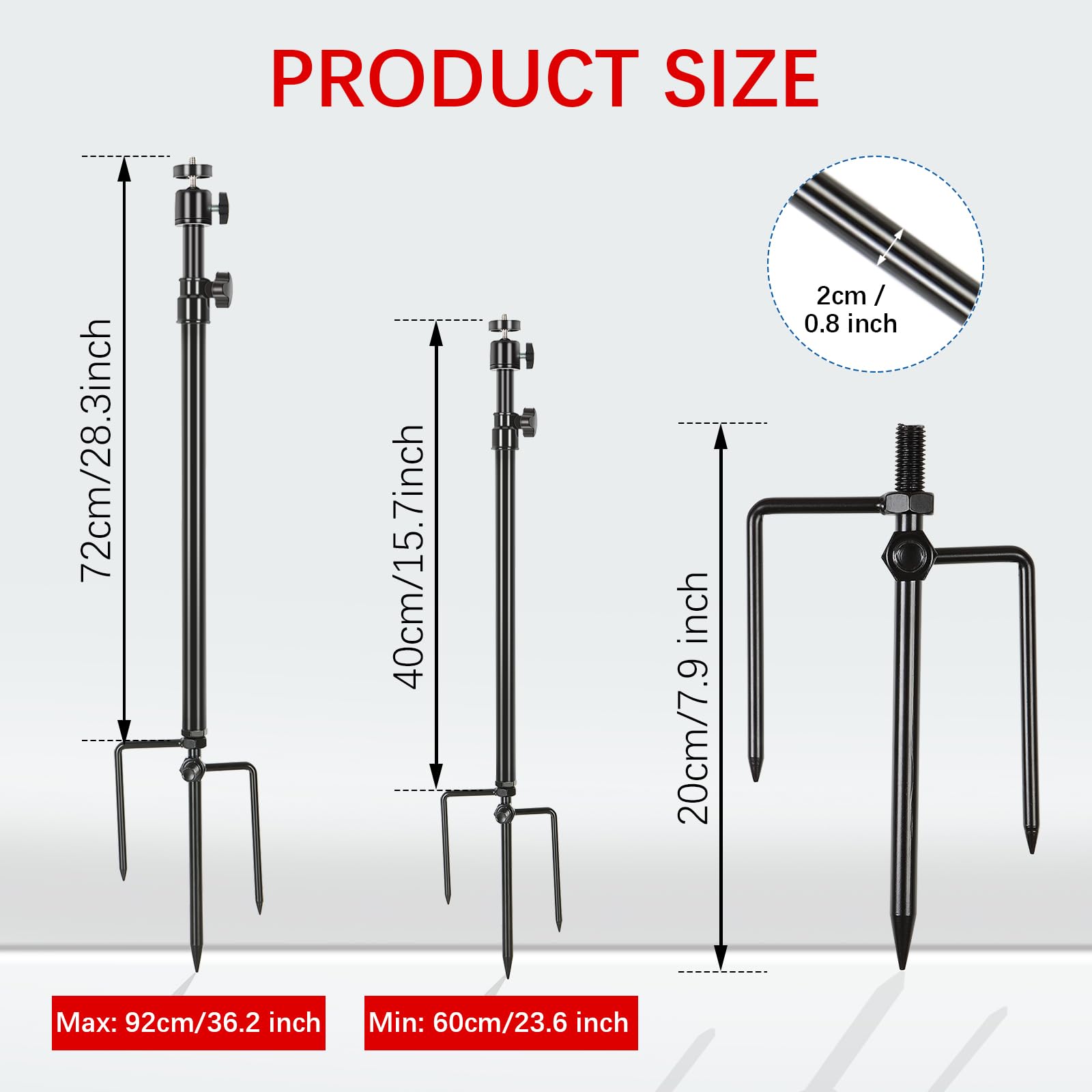 Folgtek Universal Camera Stand Tripod Bracket On Soft Ground Stand For Hunting Fishing Black Adjustable Universal Thread Connection 1/4''-20 (Black)