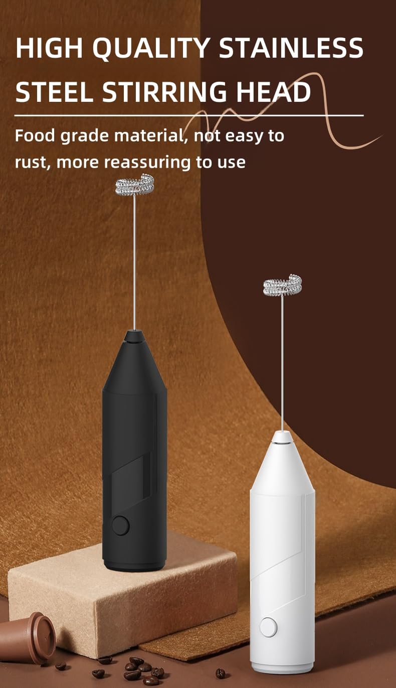 Taolivingmart Milk Frother Handheld For Coffee Electric Hand Blender, Mini Drink Mixer Whisk & Coffee Foamer Wand With Stand For Lattes, Cappuccino, Matcha And Hot Chocolate Kitchen s (Black)