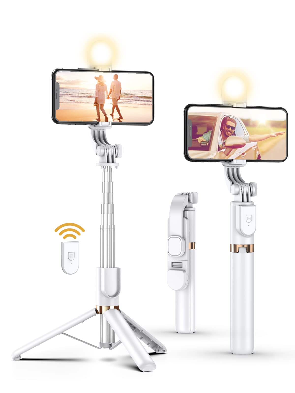Yeaki Selfie Stick Tripod With Wireless Remote, 46'' Cellphone Selfie Stick Tripod With Led Fill Light, For Iphone 16/15/14/14 Pro/13/13 Pro/12/11/11 Pro/Xs Max/Xs/Xr/X/8/7 And Android Smartphone()
