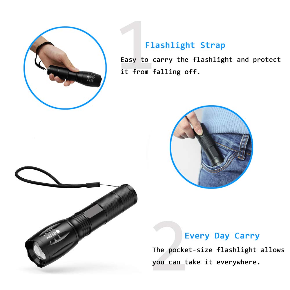 Gaigaimall 2 Pack Warm Light Flashlight Single Mode Warm Flash Light For Eye Care Reading Hunting Fishing Aviation
