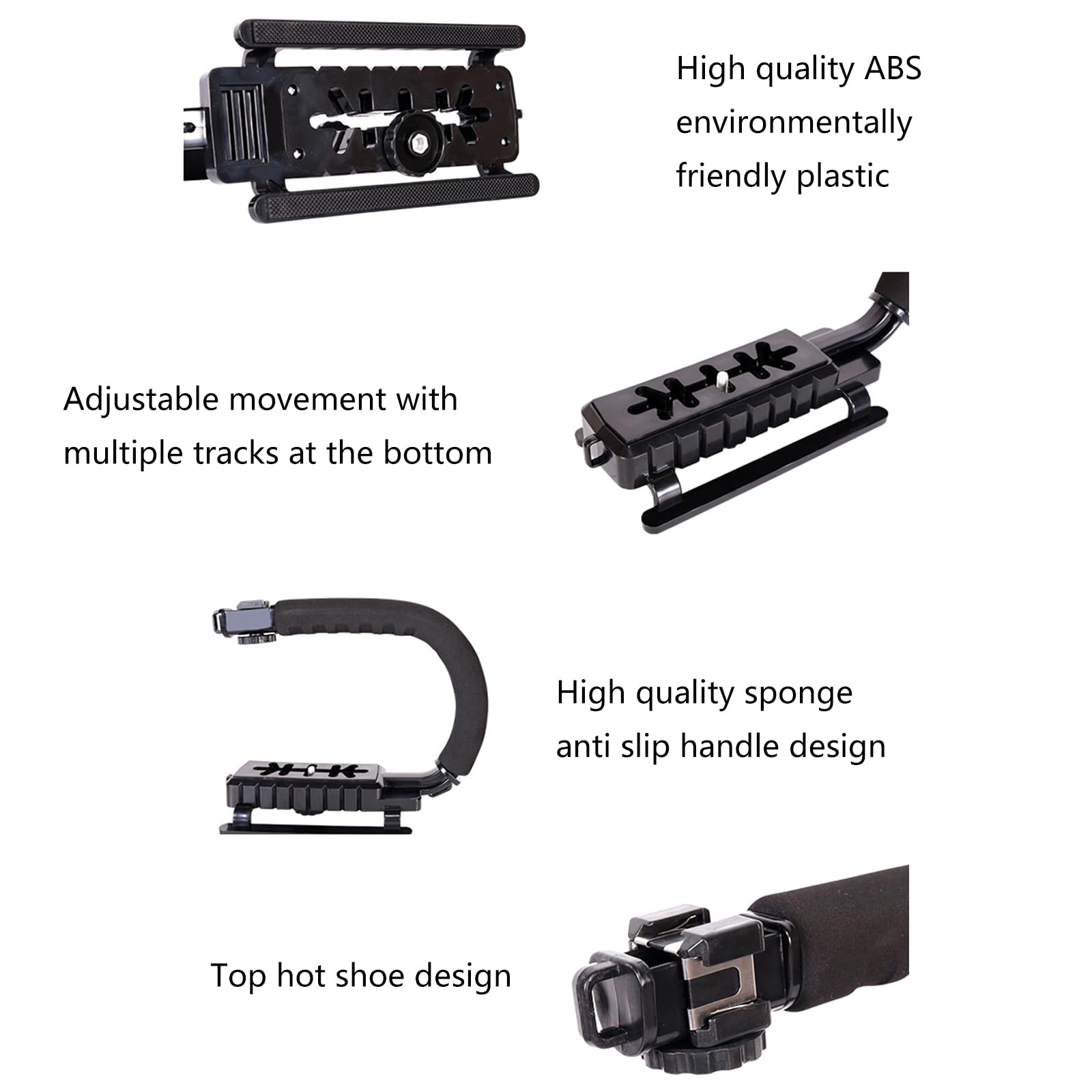 Rumds Camera Stabilizer Handheld U-Grip With Anti-Skid Design And Cold Shoe Mount Lightweight For Stable Video-Photo
