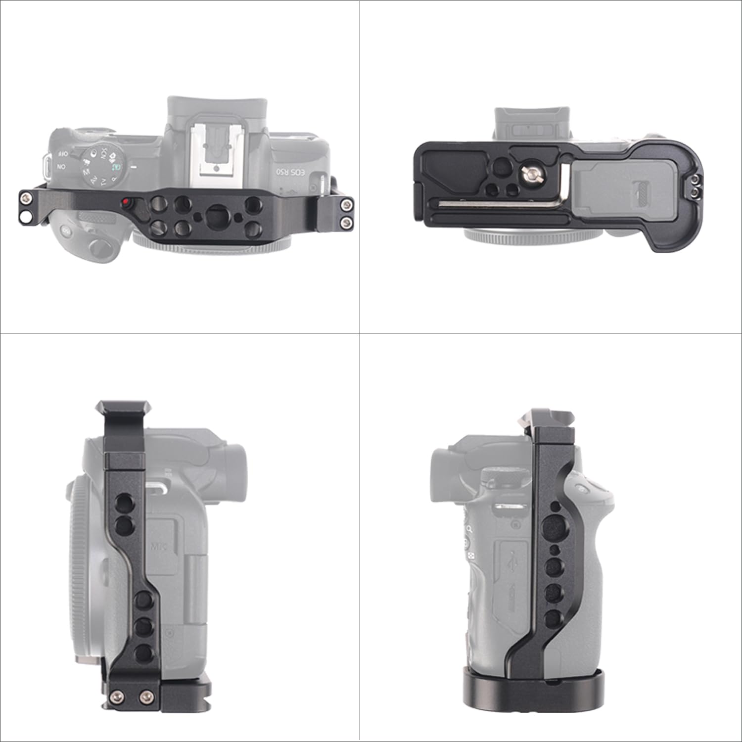 Fotga R50 Camera Cage With Nato Rail 1/4" 3/8" Hole Arri Location Hole For Canon Eos R50 Mirrorless Dslr Camera Video Filmmaking Side Handle Top Handle,Compatible Arca Swiss Tripod Ball Head Clamp