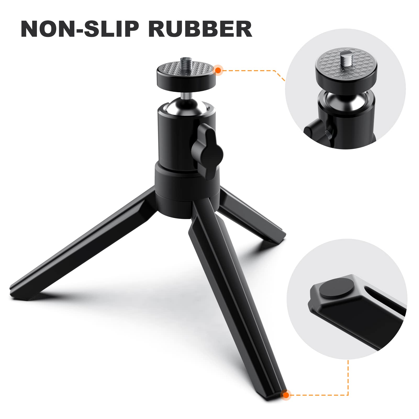 Didbynm Mini Projector Tripod, 6.3 Inch Compact Desktop Tripod Stand [Universal 1/4 Screw] [Ballhead] Pocket Tripods Stand For Mini Projector/Cameras Smooth 4, Osmo Mobile, Vimble 2