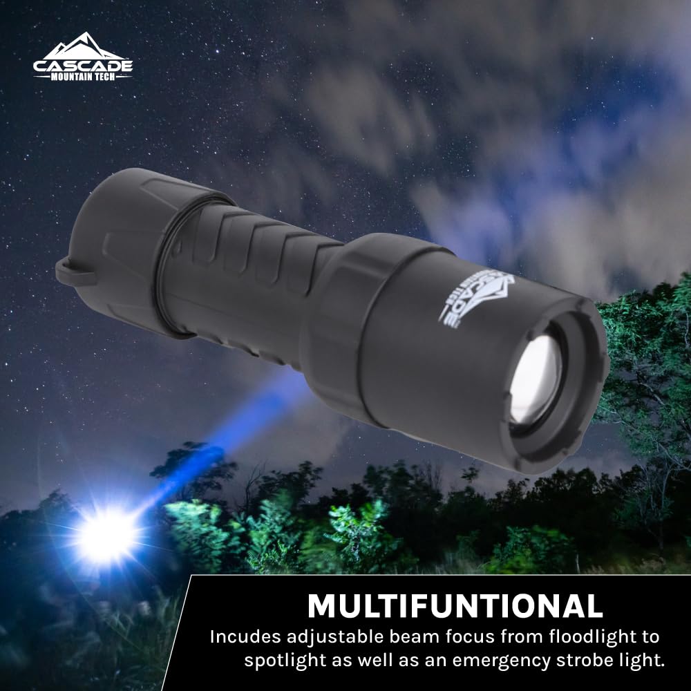 Cascade Mountain Tech 650-Lumen Ipx8 Waterproof Led Flashlight With 3 Light Modes For Outdoor And Emergency Use