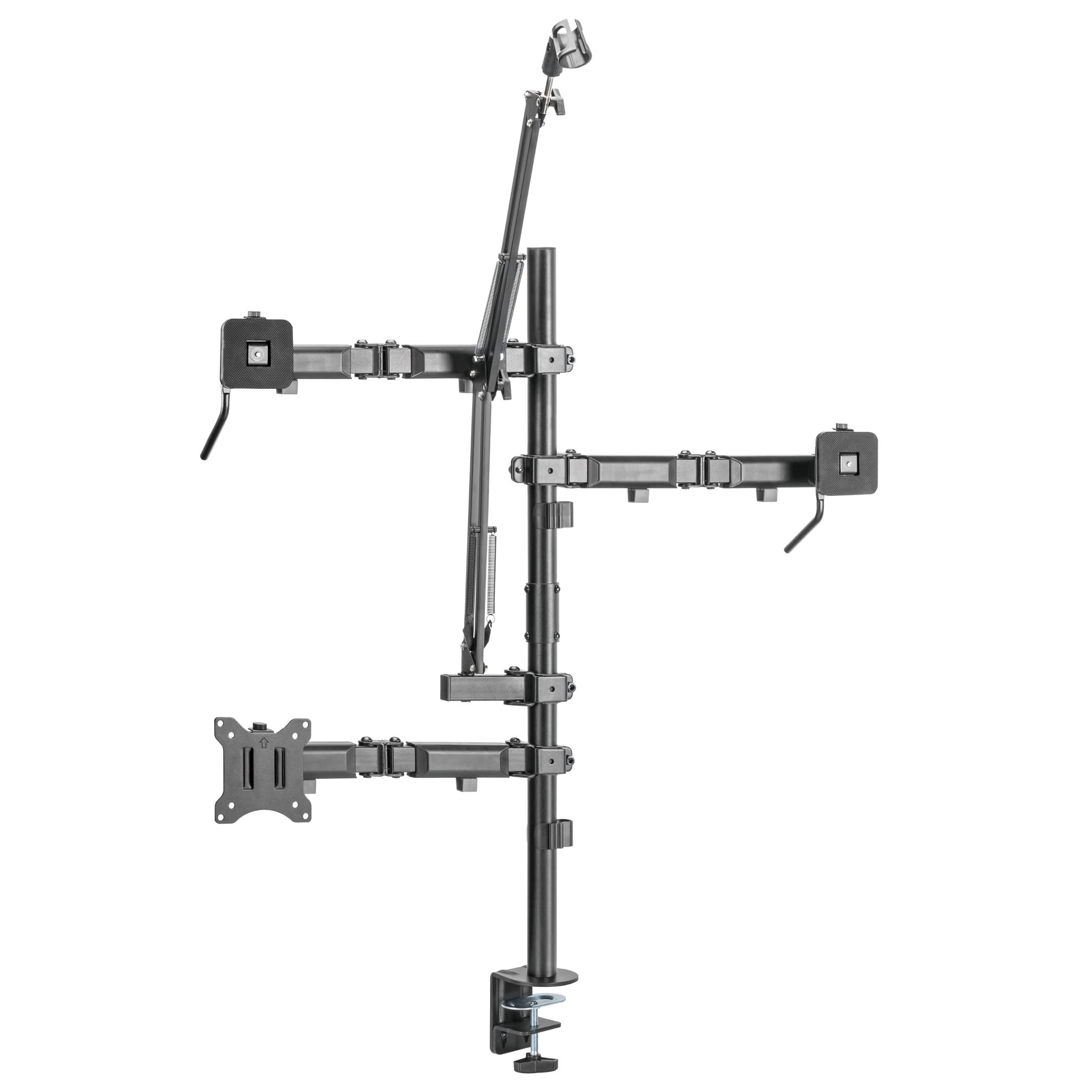 Mount-It All In One Live Streaming Equipment 4 Arm Desk Mount That Holds Monitor, Cameras And Ring Light With Mic Desktop Stand Set, Youtube Setup For Recording Facebook
