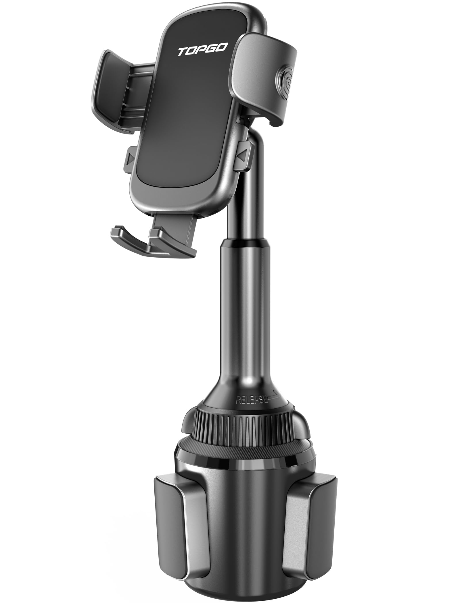 Topgo Cup Phone Holder For Car, [ Telescopic Arm & Firmly Stable] Cup Phone Mount For Iphone 16 And More Smartphone - Black