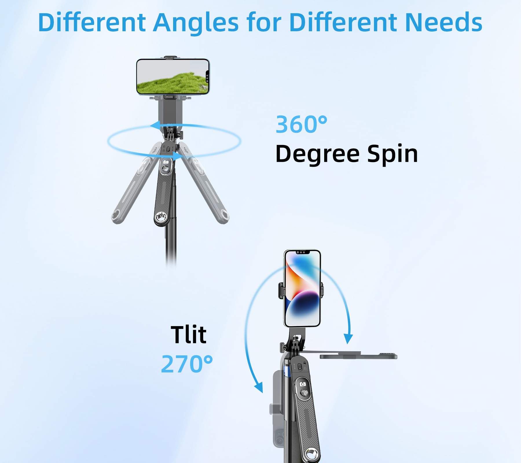 Nptcl 71” Professional Tripod Selfie Stick - Extendable Phone Tripod Stand Quadrapod With Bluetooth Remote For Iphone 15 Android Phones