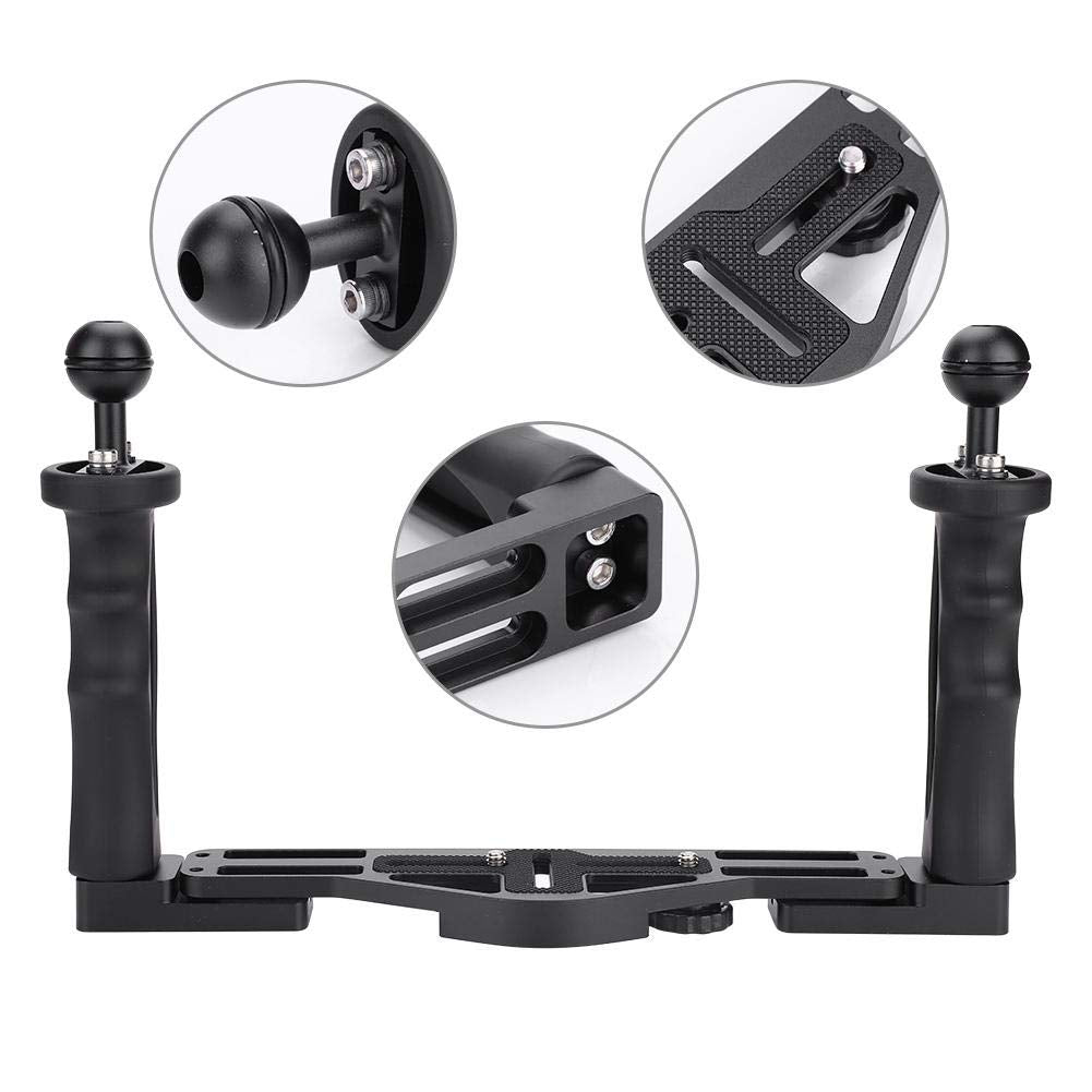 Oumij Diving Underwater Handheld Gimbal Stabilizer Aluminum Tray With Handle Grips With 1/4In Screws For Underwater Camera Housing Case Accessory Diving Gimbal Stabilizer Accessories