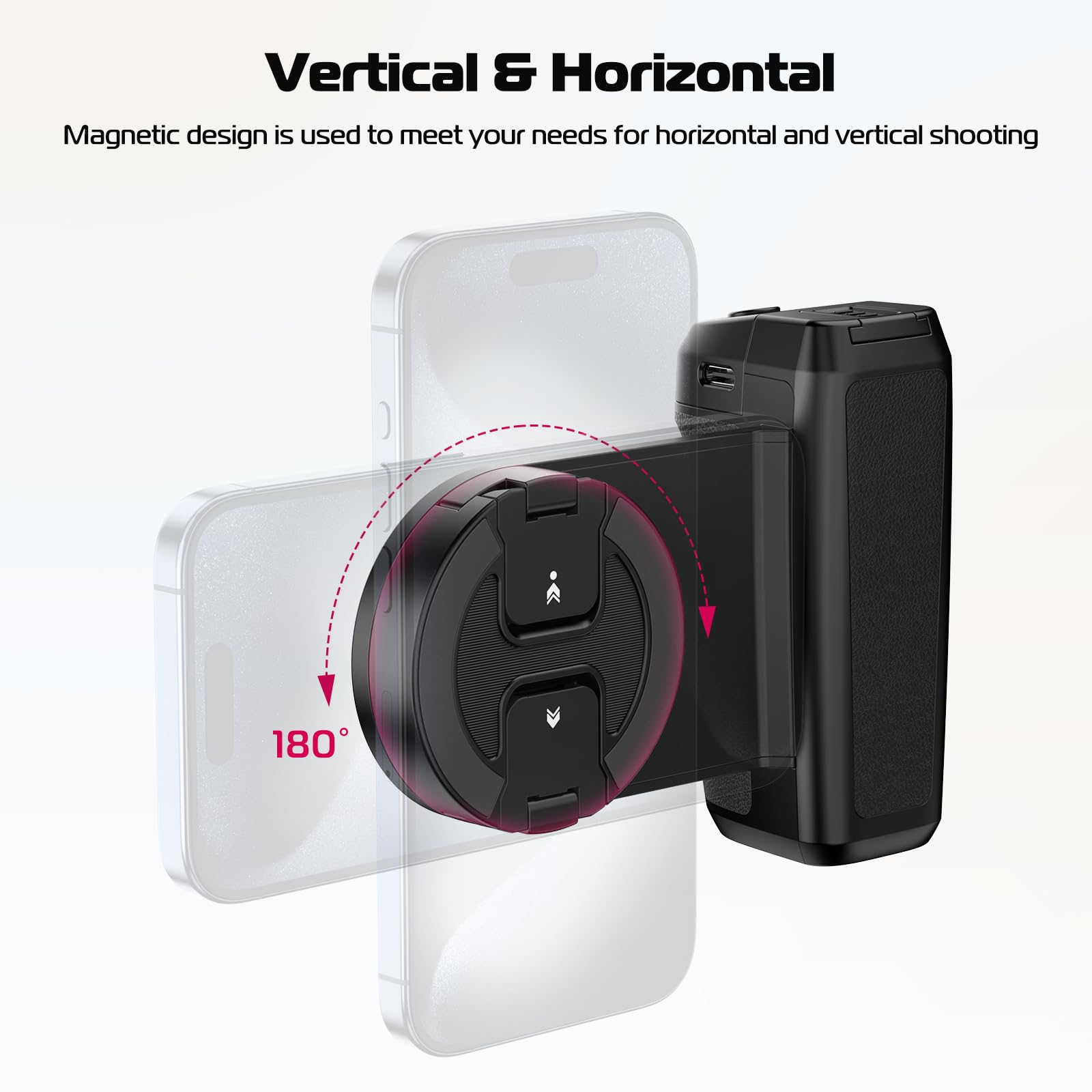 Ulanzi Selfie Phone Tripod Mount Ma35, 2-In-1 Magnetic & Phone Clip Camera Grip Handle Holder With Detachable Remote Shutter With Cold Shoe Adapter For Iphone 15 16 Samsung Smartphone Video Shooting