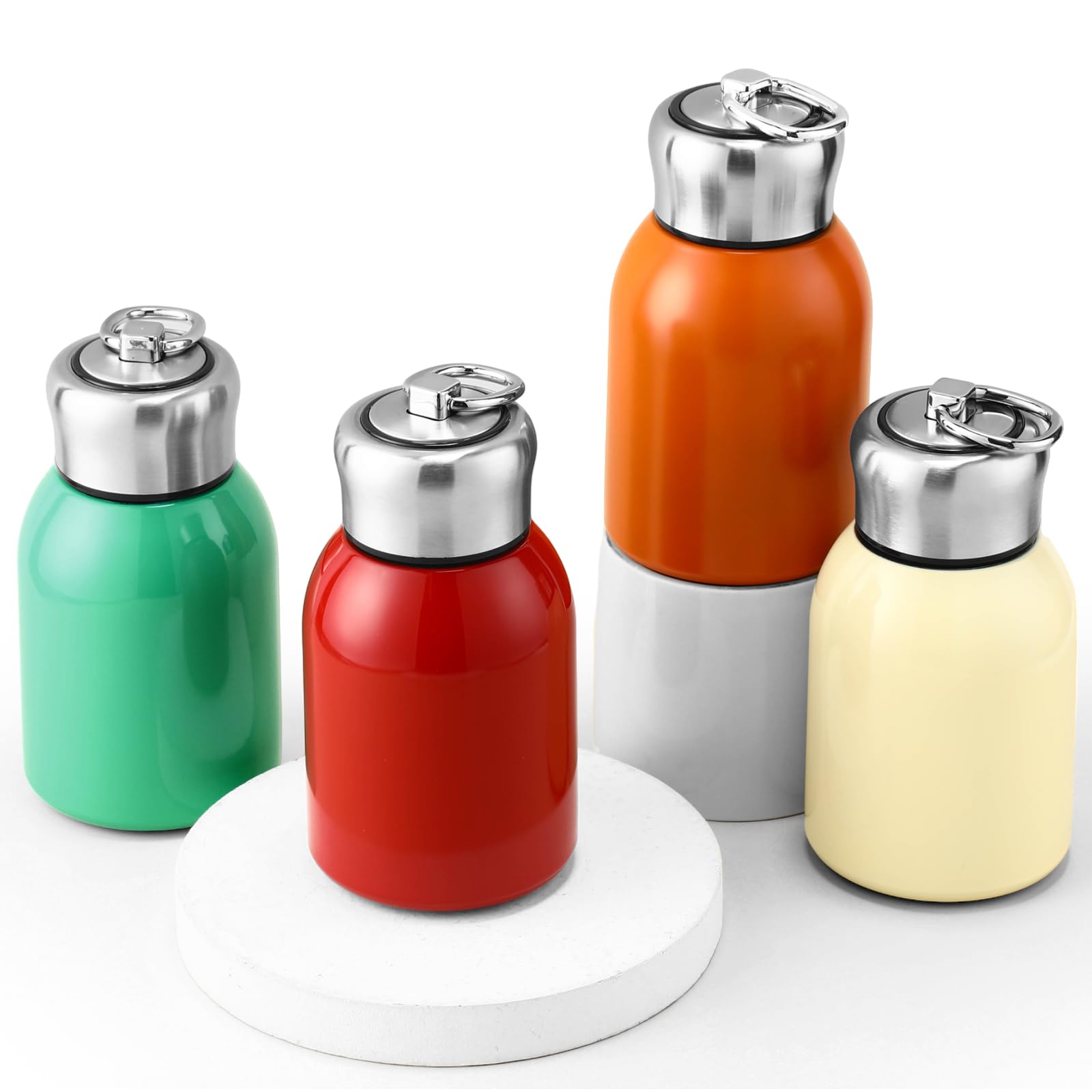 Mifoci 4 Pcs 10Oz Mini Stainless Steel Water Bottle Slim Insulated Thermal Small Vacuum Hot Cold