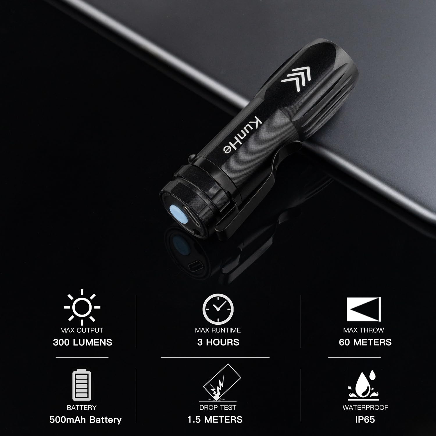 Kunhe Small Rechargeable Flashlights Mini Led Pocket Flashlight Battery Operated Bulk Flash Light Clip For Home Edc Stocking Stuffers For Men Adults 5 Pack