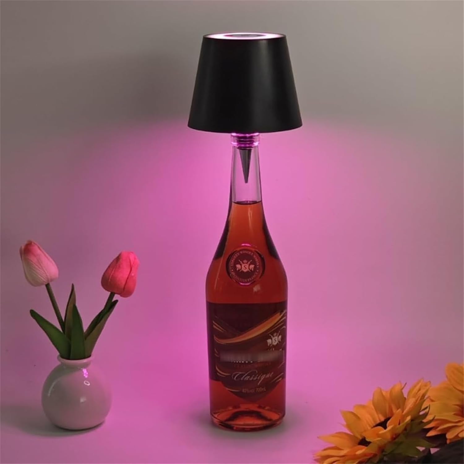 Tigilt Pridola Wireless Bottle Lamp Shade - Led Rechargeable 3 Color Stepless Dimming - Touch Liquor Bottle Lamp Kit - Outdoor Table Lamp - Bar Lamp - Wine Bottle Lamp(2Pcs-Black), Ryxz0213