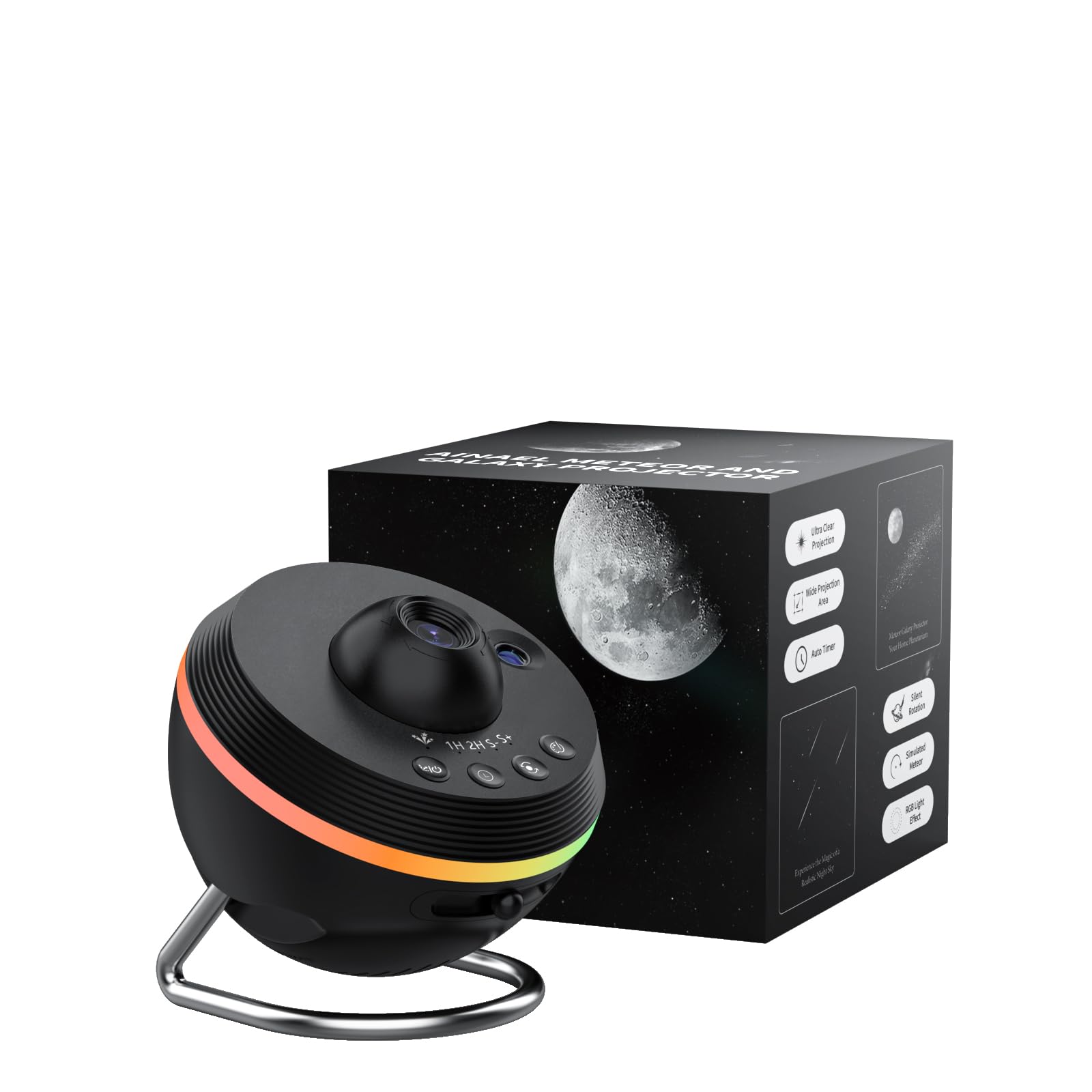 Ainael Galaxy Projector, Star Projector Planetarium Night Light Lamp Ceiling Space Starry Sky Projector With Light Strip Meteor And Galaxy Projector For Kids Bedroom Birthday Christmas  (Black)