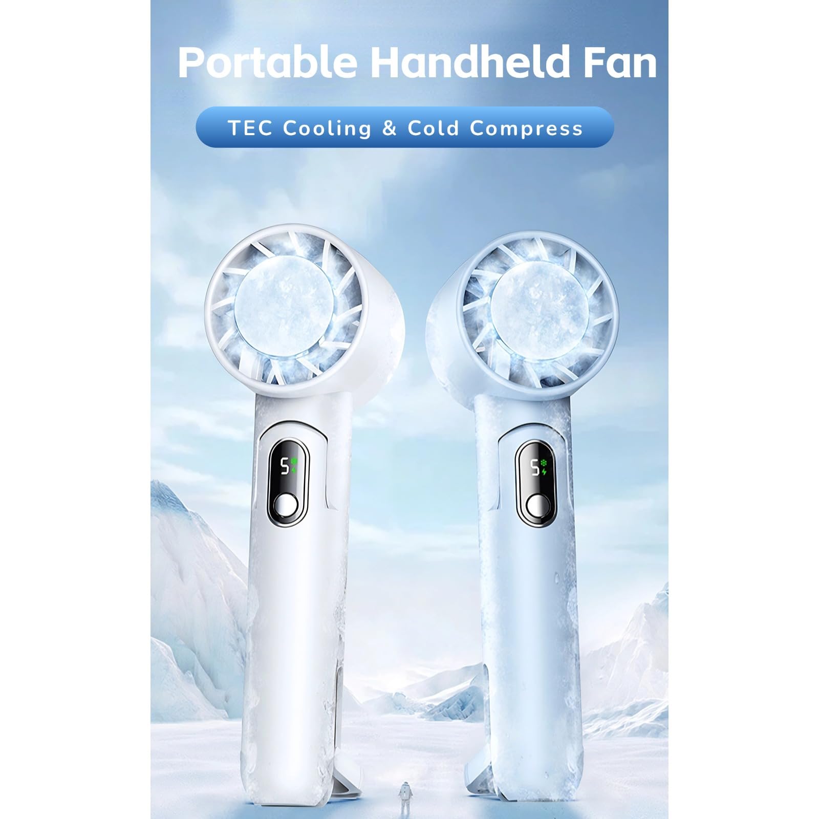 Portable Handheld Fan, 5 Speed Mini Air Conditioner Refrigeration Fan With Tec Cooling & Cold Compre