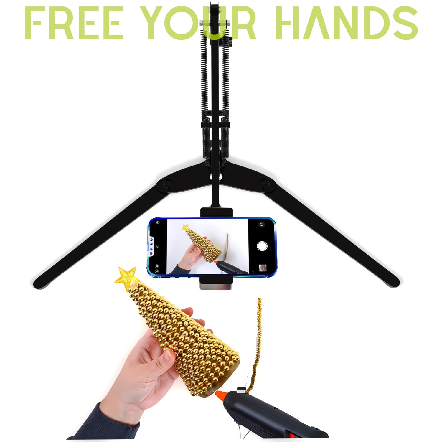 Mlsac Overhead Phone Mount With Holder, Phone Stand For Recording, Adjustable Tabletop Stand For Live Streaming Online Video And Food Crafting Demo Drawing Sketching
