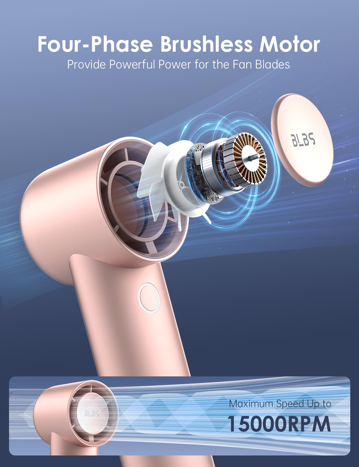 Portable Handheld Turbo Fan: 15000Rpm Highspeed Personal Mini Fan With 14Hrs 6000Mah Rechargeable