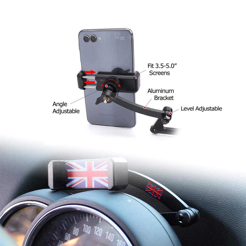 Pgone Smartphone Cell Phone Holder With Cradle Rotatable Clip (Union Jack Flag Style, 3.5-5.5 Inch Phone) For Mini Cooper R55 R56, 1 Pack (Red & Blue Union Jack Flag Style)