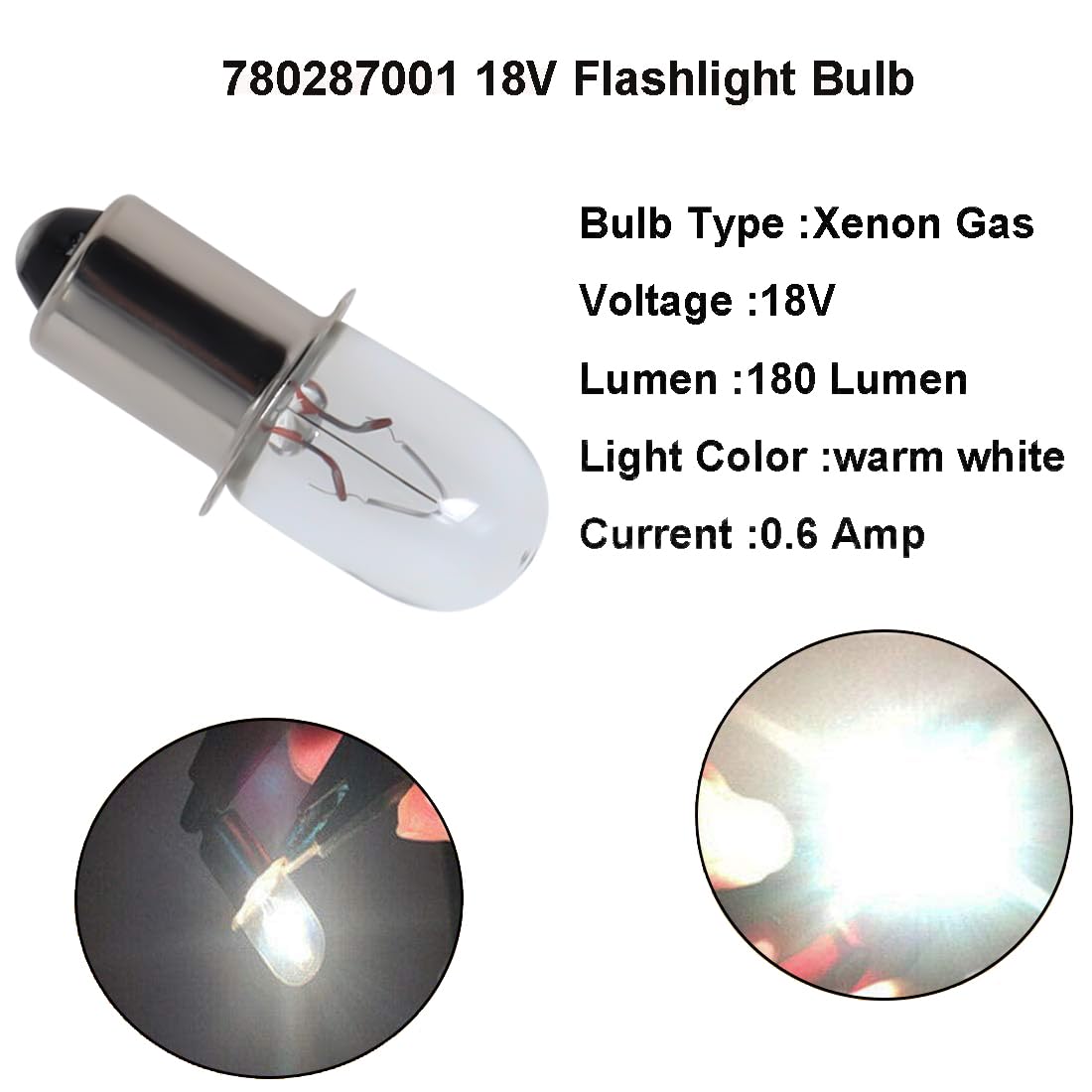 Podoy 780287001 Flashlight Bulbs Compatible With Ryobi Ridgid 18V Flashlight P704 P703 P700 (2 Pack, White)