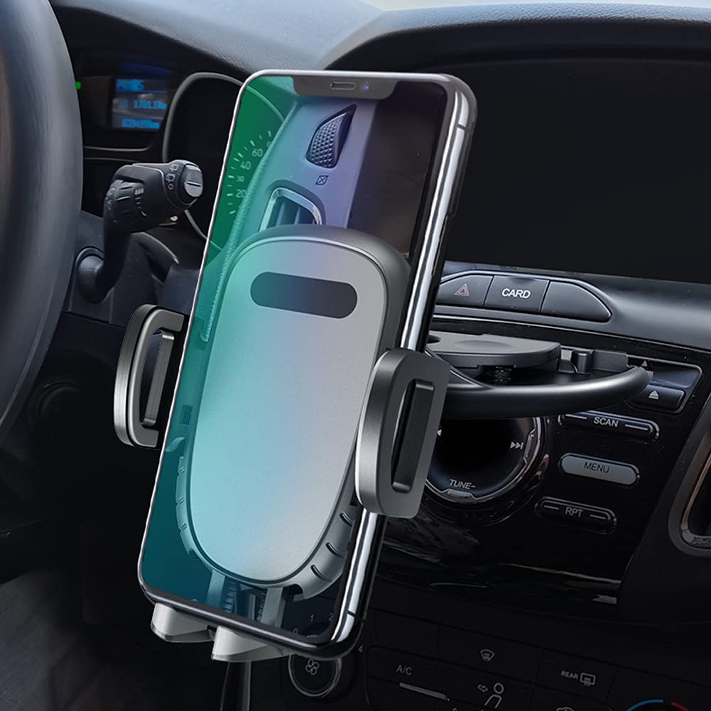 Tookie Car Phone Mount, Universal 360 Rotation Cd Slot Phone Holder, Adjustable Cell Phone Cradle, Compatible With Smartphones 4.7-7.1 Inch