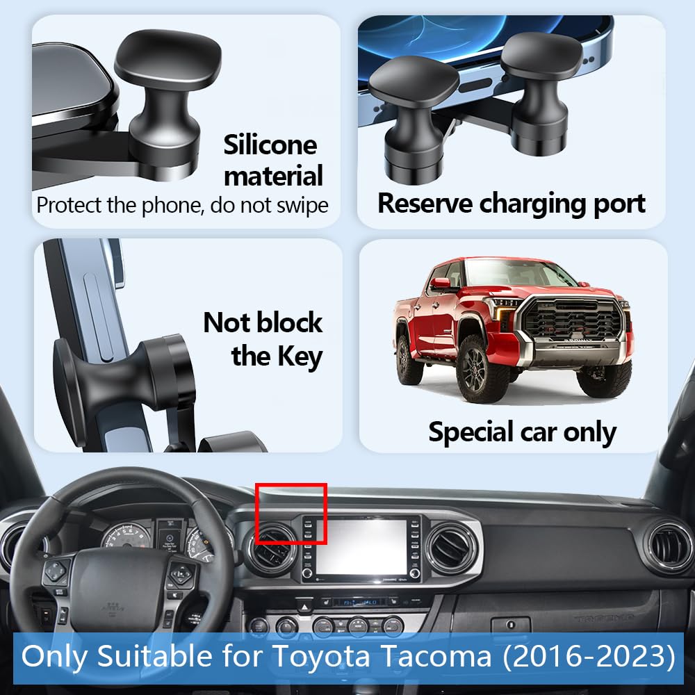 Lunqin Car Phone Holder Mount For Toyota Tacoma 2016 2017 2018 2019 2020    Auto Accessories Interior Decoration Mobile Cell Smartphone Bracket