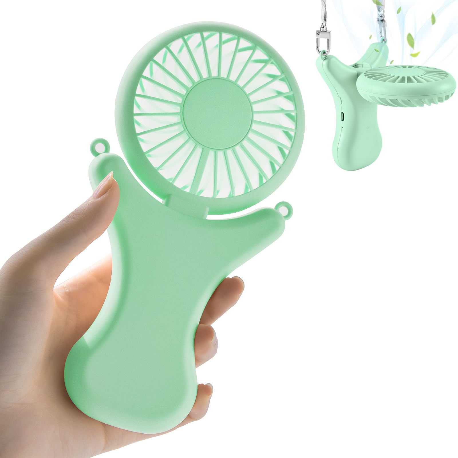 Oatsbasf Mini Portable Fan, Cute Design 3 Speed Personal Small Desk Fan, 90° Ajustable, Rechargeable - Koospark