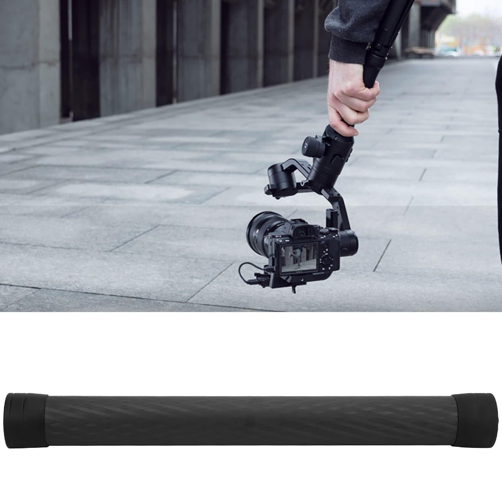Jeozbm Carbon Fiber Extension Pole, 13.8In Stabilizer Extension Bar, 1/4" Screw Universal Monopod Rod Compatible With Ronin S Stabilizer
