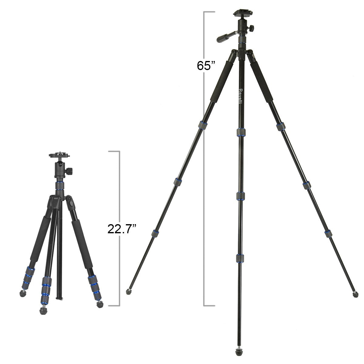 Ravelli Apgl5 Professional 65" Ball Head Camera Video Photo Tripod With Quick Release Plate And Carry Bag