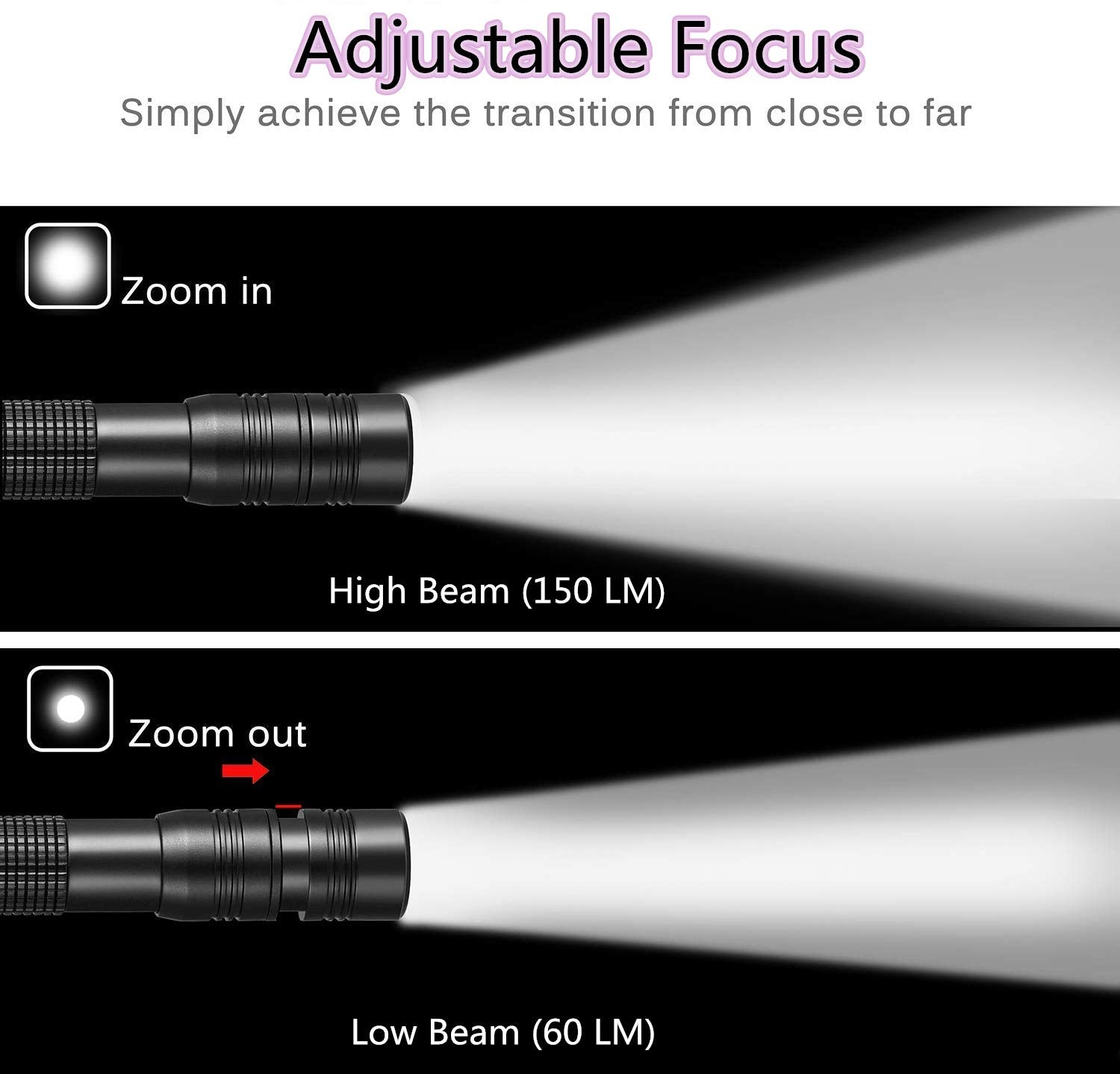 Cosmoing 3 Pack Led Pen Flashlight, Adjustable Focus, Waterproof, 150 Lumen, Battery Powered, 3 Modes, 3 Aaa Batteries Not Included