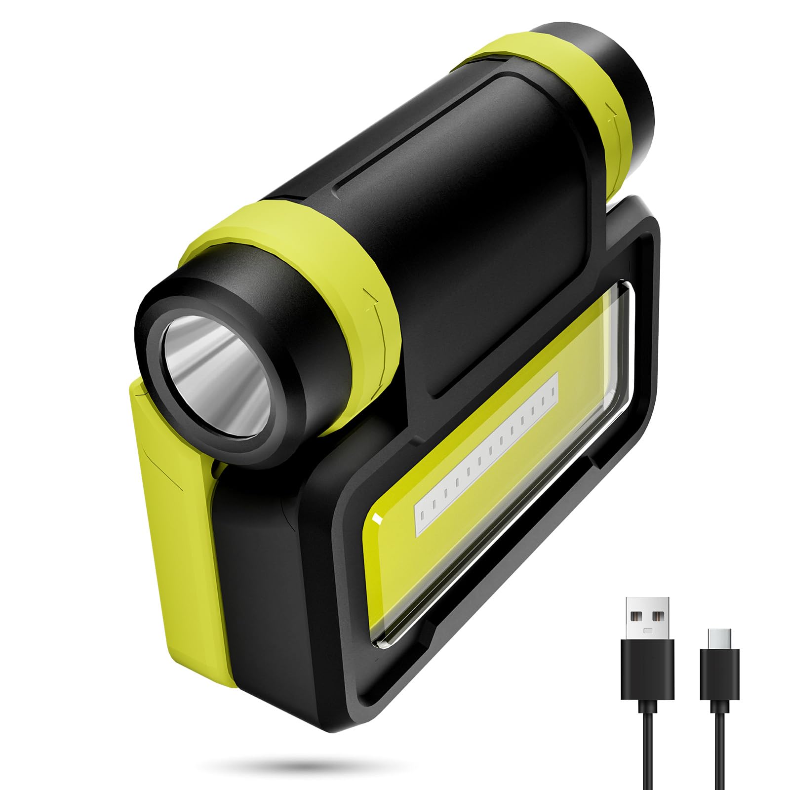 Tremdwoto Led Work Light, Flashlight With Cob Camping Lantern, 1000Lm Magnetic Flashlight, 200°Foldable, 5+3 Modes, Rechargeable Waterproof Handheld Flashlights For Camping, Home, Car Repair, Emergency, Fishing