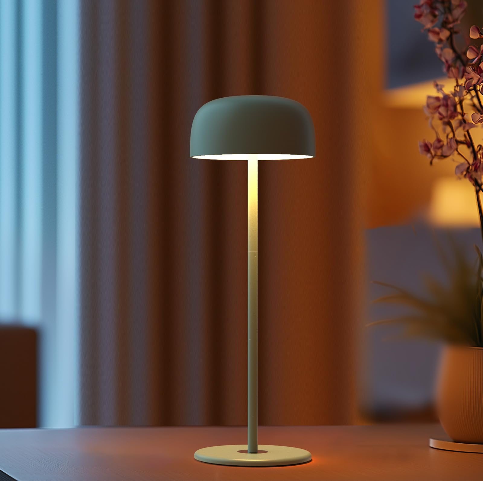 Artilo 3-Height Adjustable Cordless Led Table Lamp (11.6"/8.66"/5.12") - Rechargeable Touch Control Desk Light With 2700K Warm Lighting, Usb Powered For Bedroom, Camping & Romantic Dinners (Green)