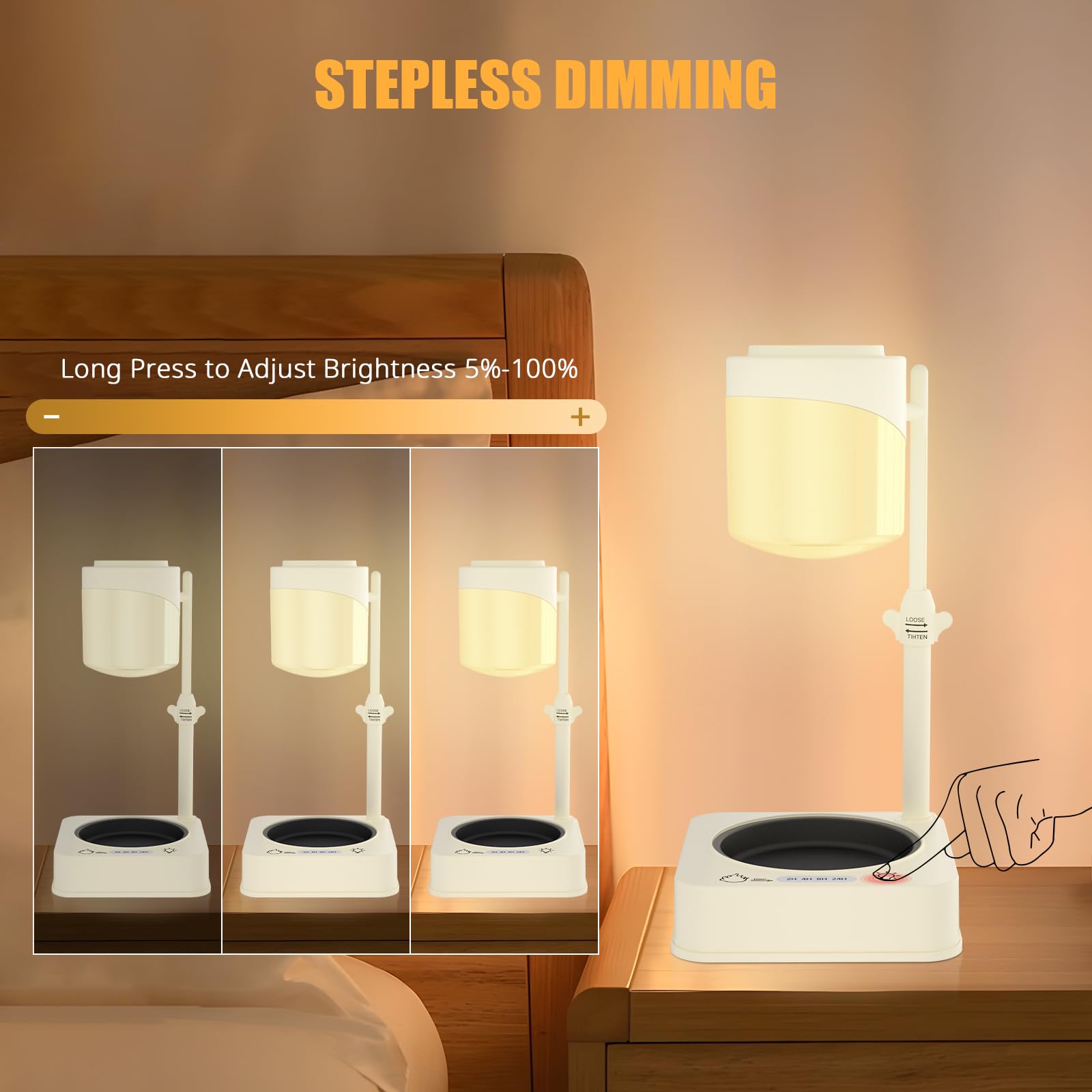 Itoncs 3 In 1 Touch Bedside Table Lamp, Wax Melt Warmer, Coffee Mug Warmer, Modern Small Lamp For Bedroom Nightstand, Electric Candle Lamp Warmer With Timer Function For Living Room, Desk, White