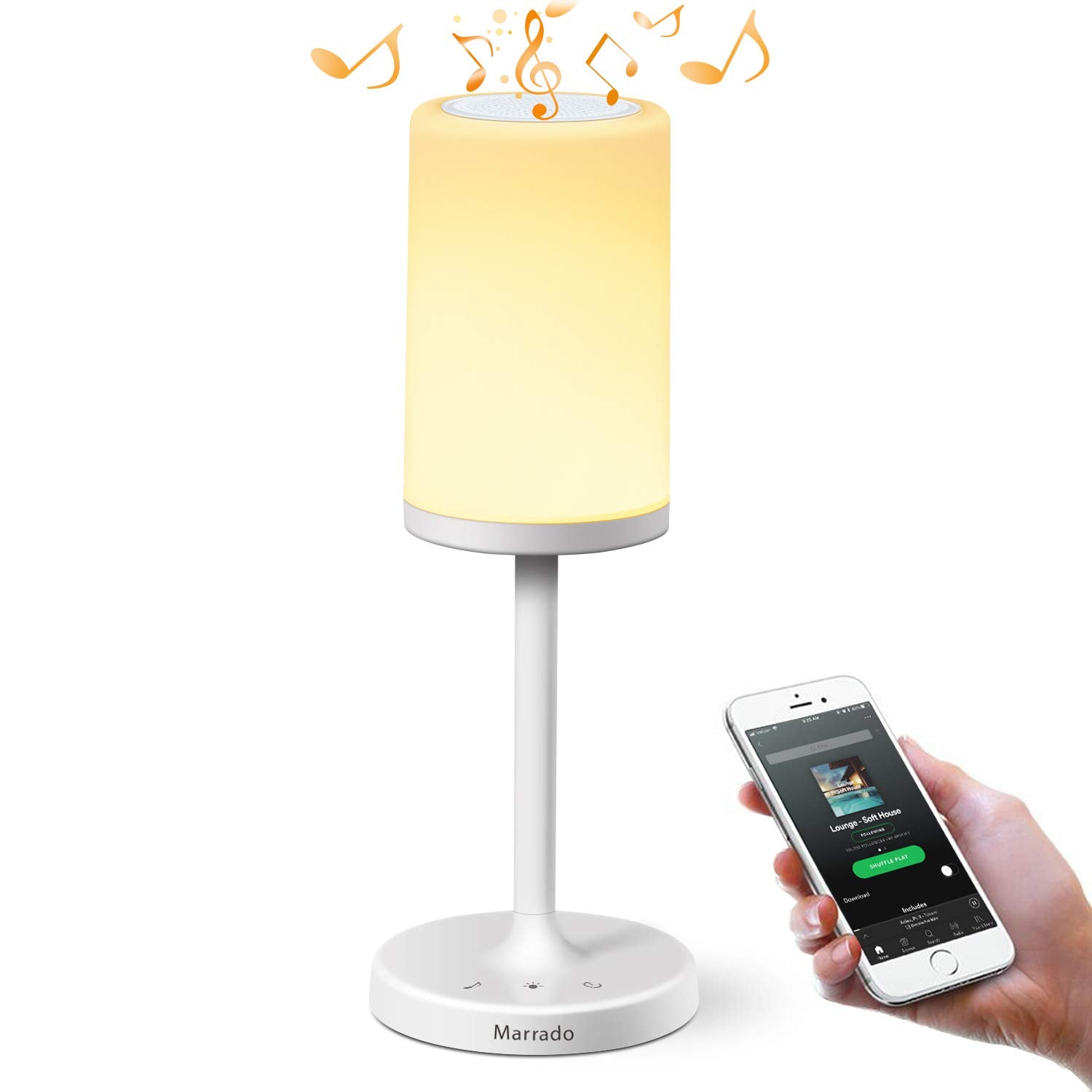 Xianghongyian Marrado Bluetooth Speakers + Bedside Lamp, Night Light, Smart Touch Control Table Lamp For Bedroom Living Room, Portable Rechargeable Led Desk Lamp, Dimmable Warm White & Color Changing