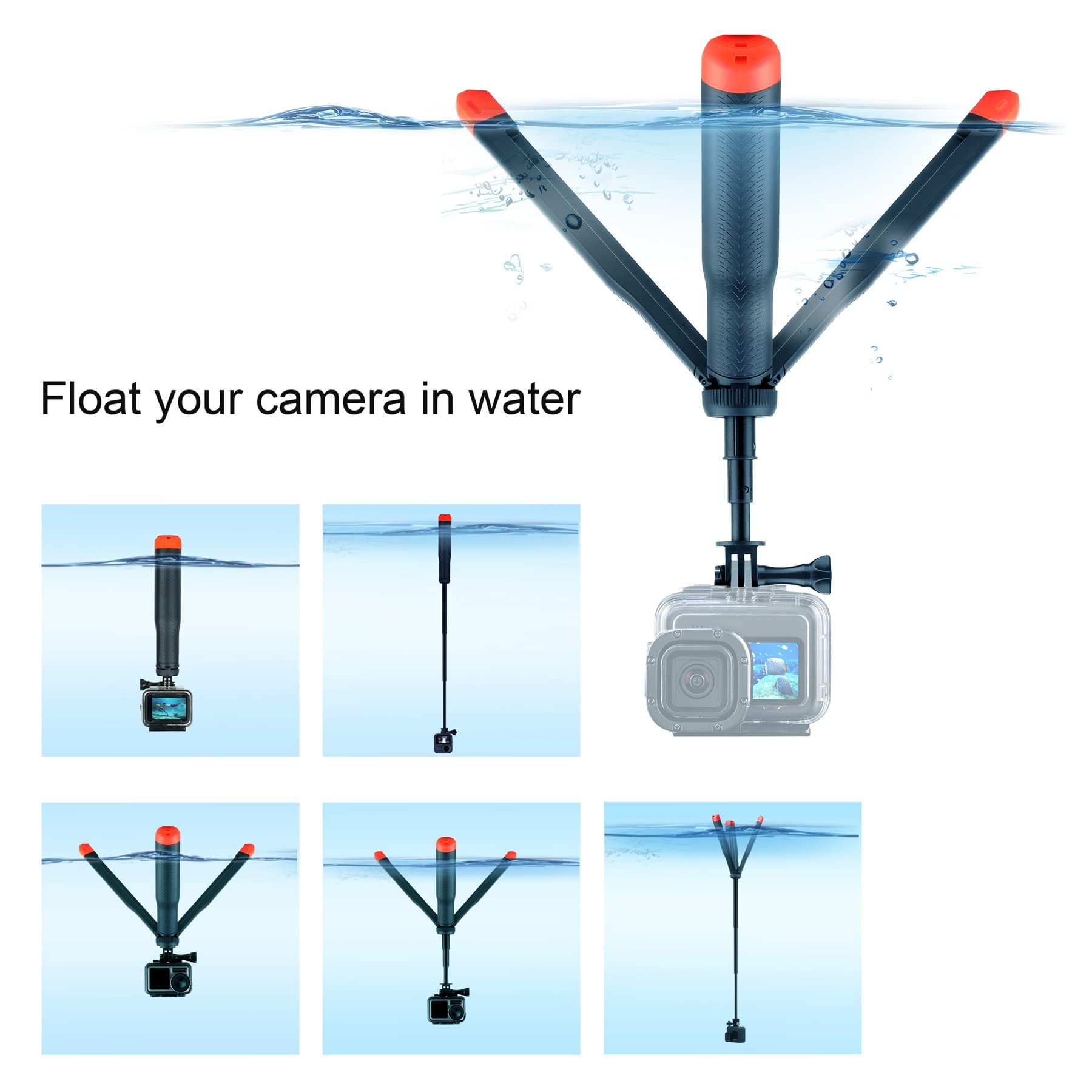 Qiuniu Multi-Use Handheld, Extendable Selfie Monopod, Portable Tripod, And Floating Device For Gopro Hero 3, 3+, 4,5,6,7,8, 9, 10, 11, 12, 13 Session, 2018, Cell Phones And Other Digital Cameras/Cams