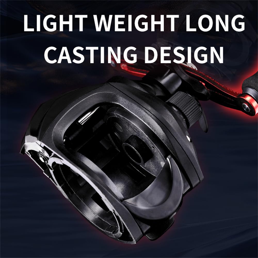 J-Barzillai Rooblinos Ac Baitcasting Fishing Reel Lightweight Aluminum Spool Fishing Reel 17.6Lbs Max Drag Magnetic Braking System 6.3:1 High-Speed Gear Ratio Saltwater Freshwater Baitcaster Reel