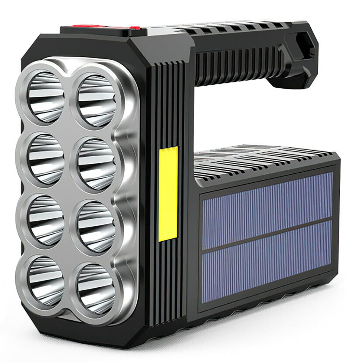 Ruwq Solar Led Flashlight Spotlight Usb Rechargeable Hand Torch Light Camping Lamp (Black)